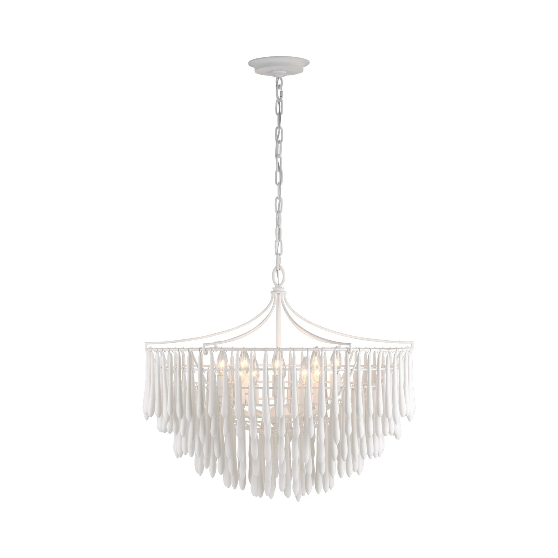 Plaster White Crystal 10-Light Chandelier
