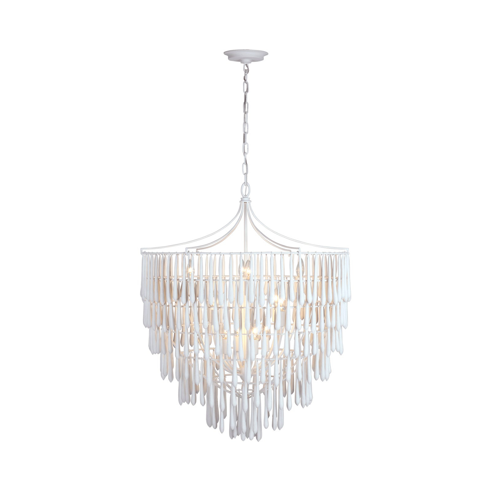 Plaster White Crystal 12-Light Chandelier
