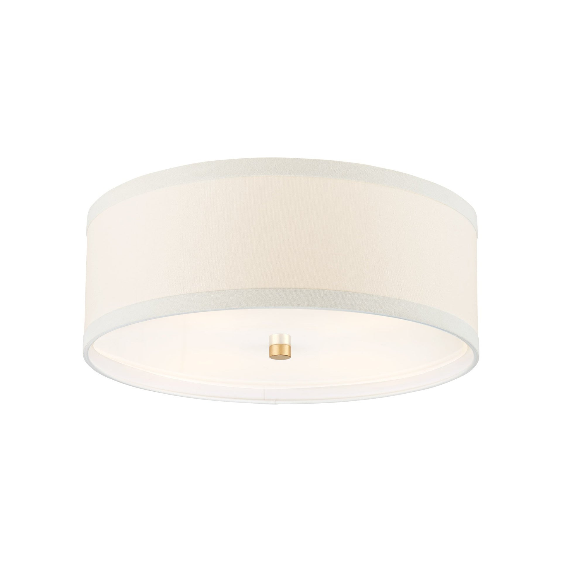 Preppy Gild Drum Ceiling Light with Cream Linen Shade