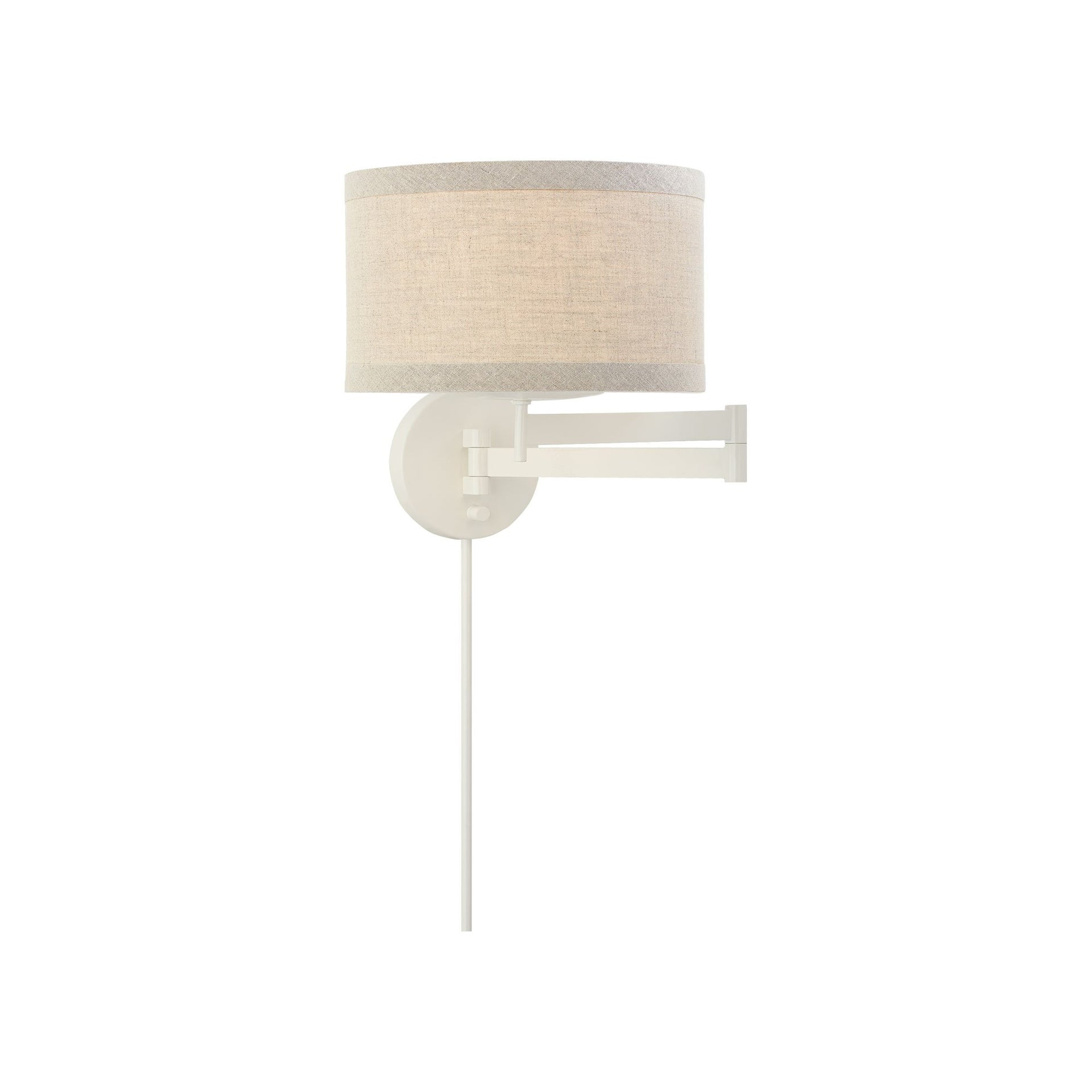 Cream Swing Arm Wall Sconce with Drum Shade