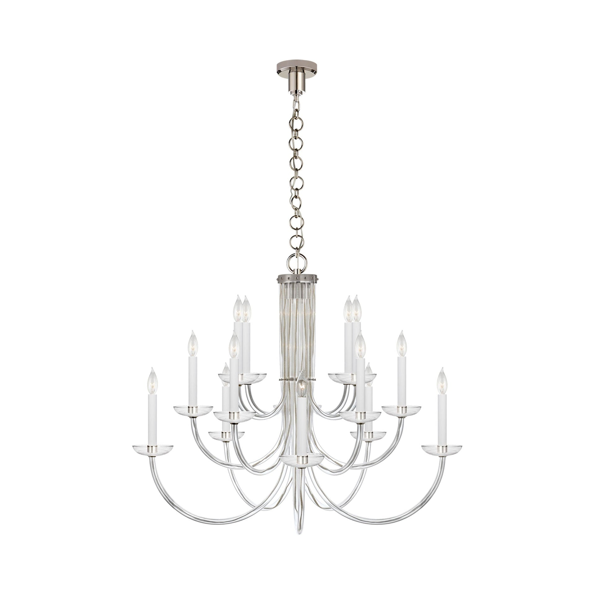 Elegant Nickel Crystal Candle Chandelier, 31" x 37.75"
