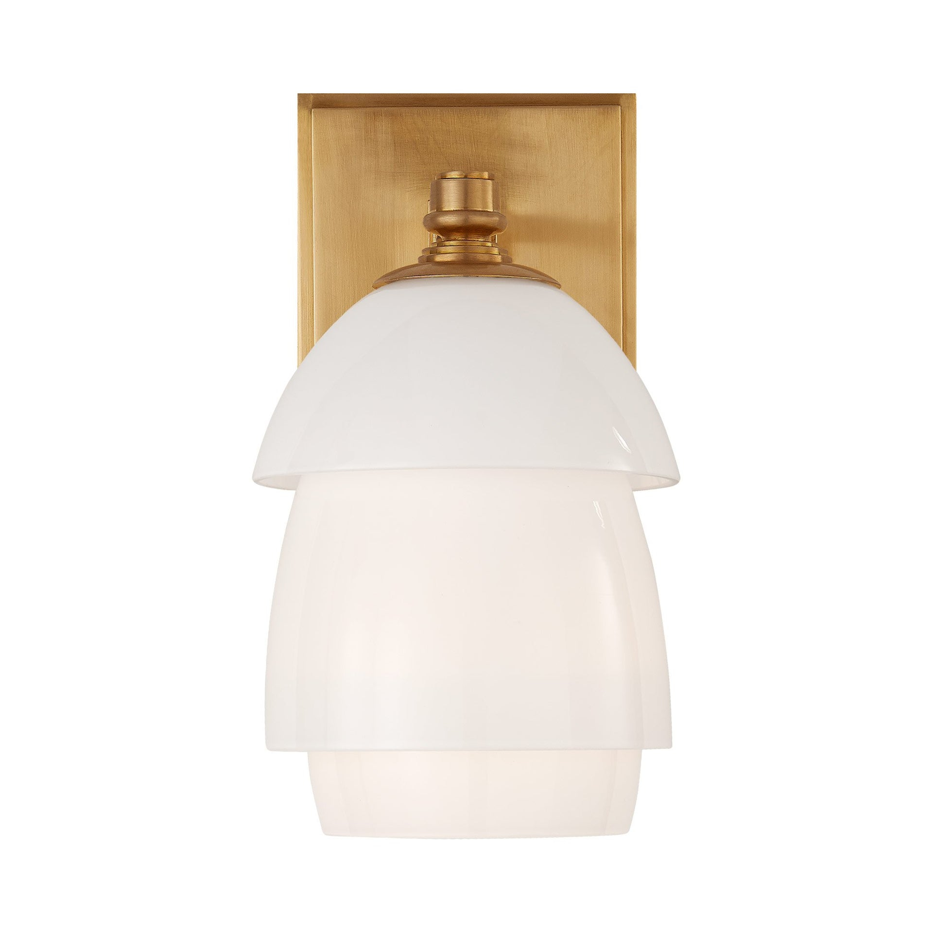 Antique Brass and White Glass Dimmable Sconce