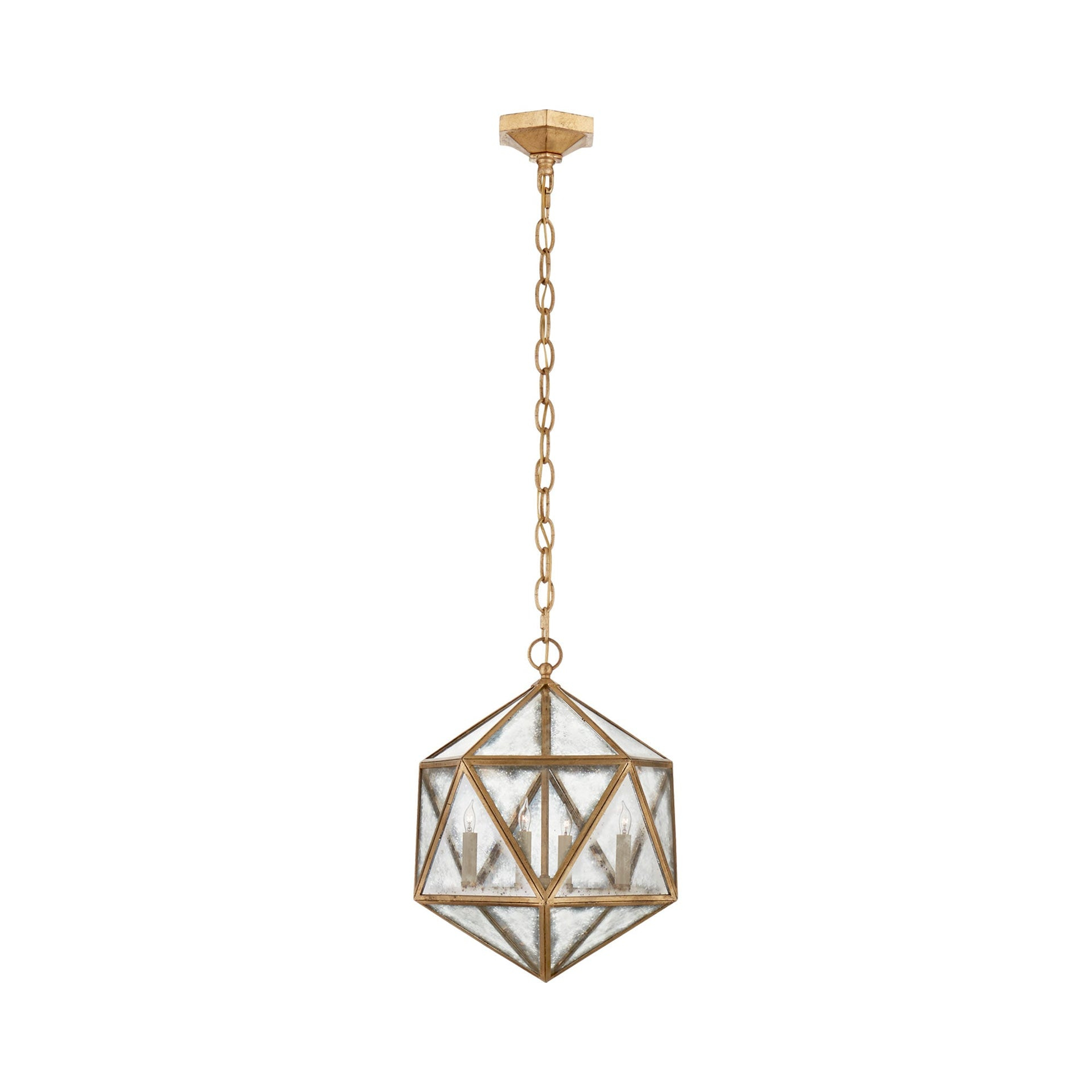 Zeno 20" Silver Geometric Island Pendant with Antique Mirror Glass