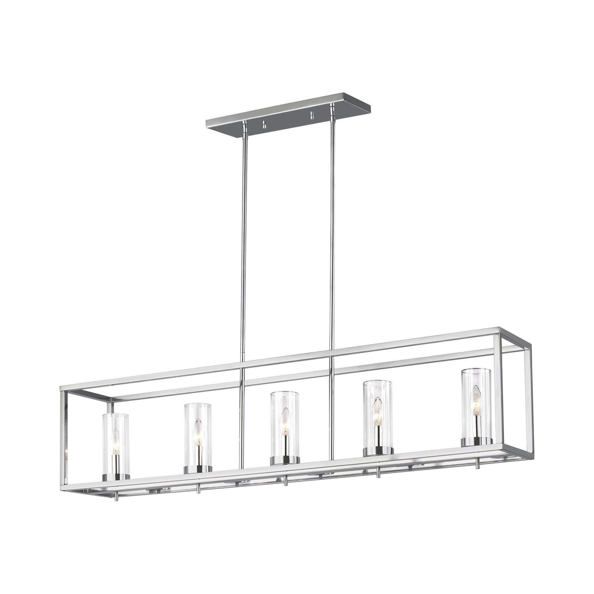 Generation Lighting Zire 5 -Light Chrome Modern/contemporary Clear glass Linear Large Hanging Kitchen island light
