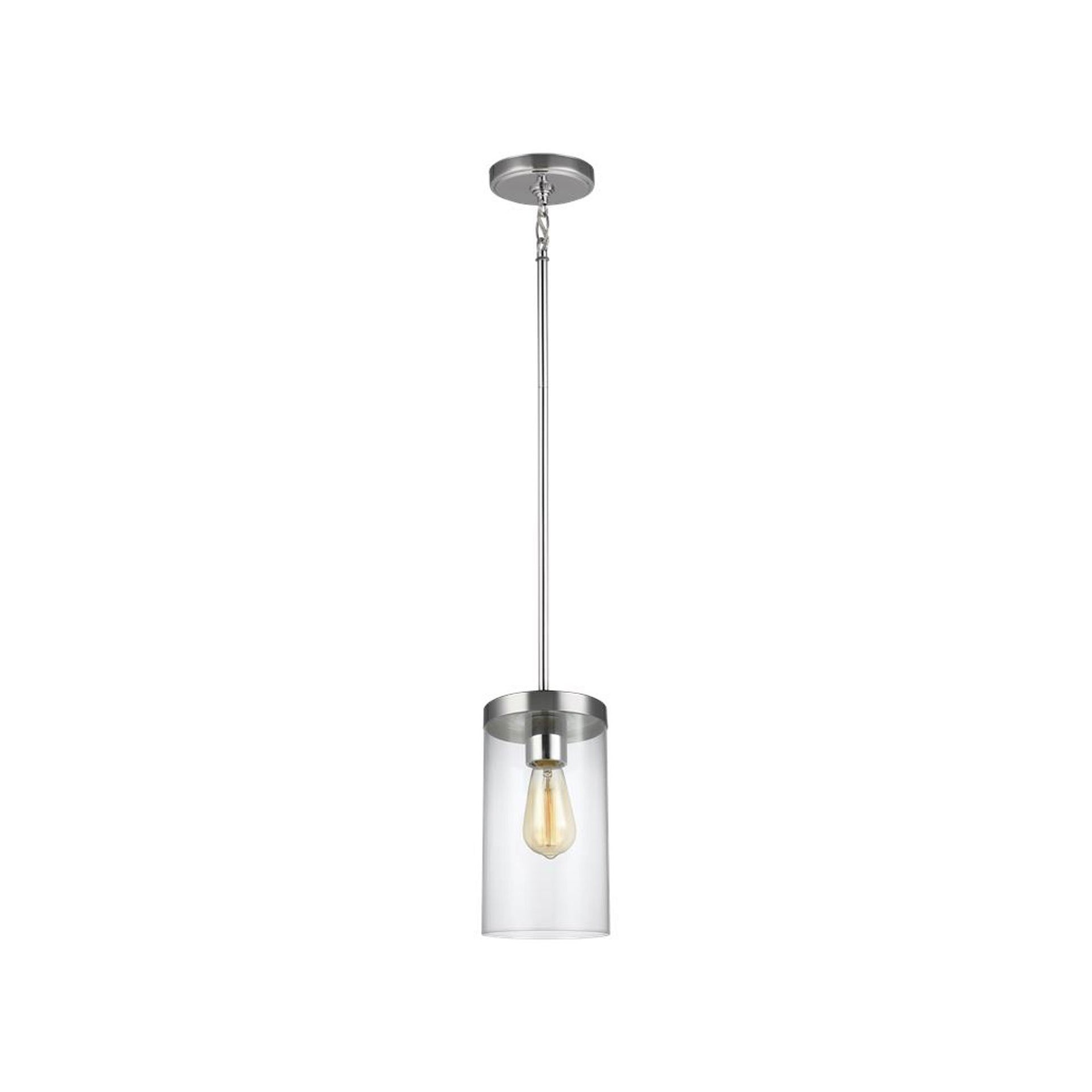 Zire Minimalist Chrome 10'' Glass Pendant Light with LED