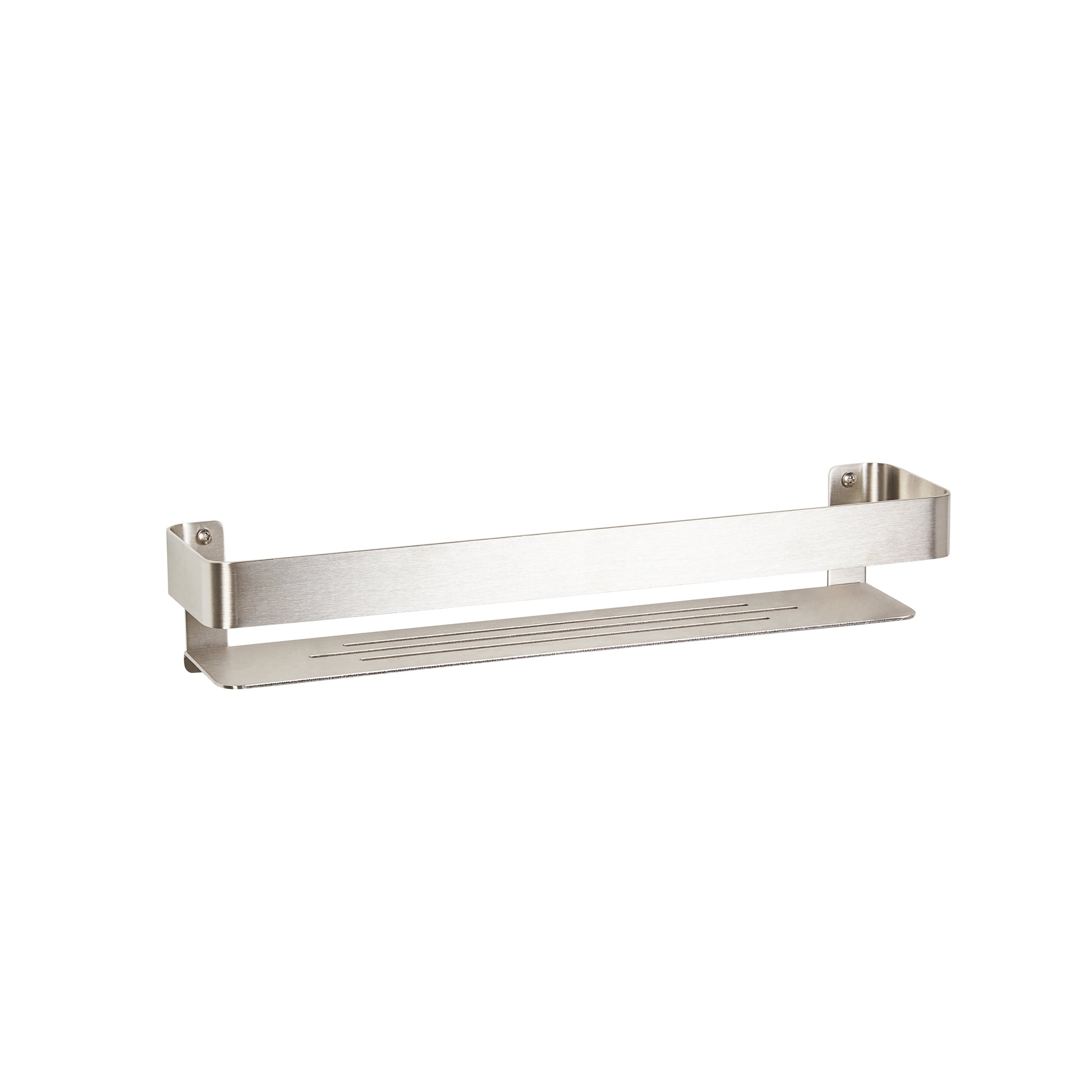 Floating Rectangular Shower Shelf with Rail in a Satin Finish