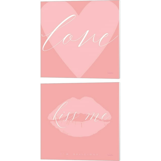 Mercer41 " Love Heart & Kiss Me " by Mercedes Lopez Charro 2 - Pieces (Set of 2)