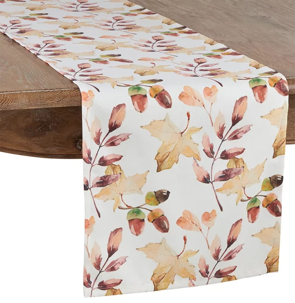 Saro Lifestyle Autumn Leaf Table Runner With Acorn Design 16"x72"