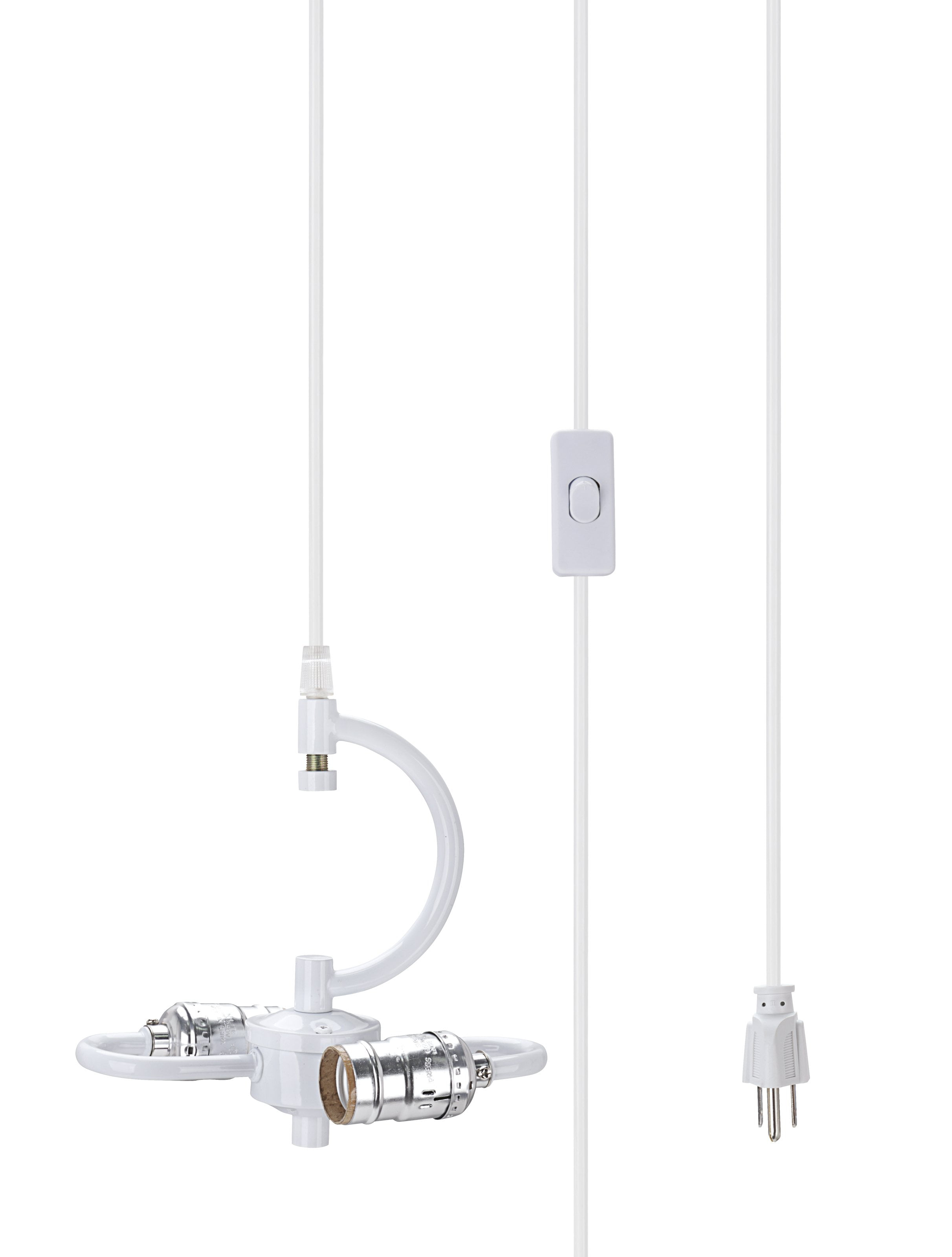 Aspen Creative 21044-1, One-Light Plug-In Swag Pendant Light Conversion Kit in Glossy White