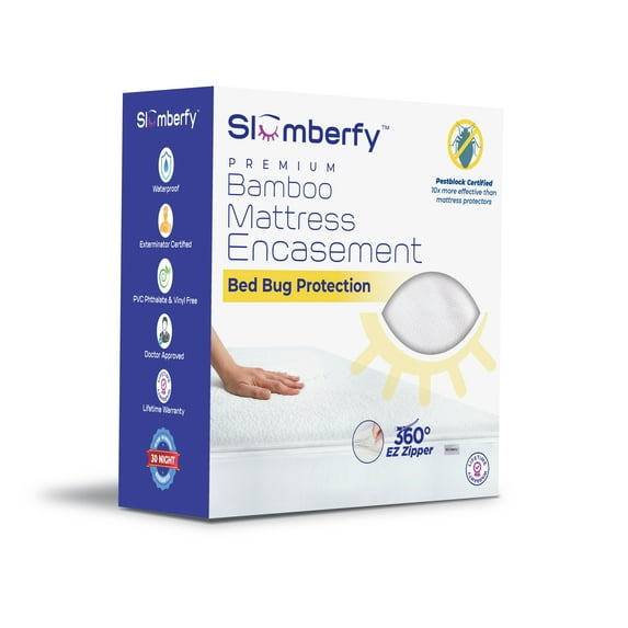 Twin XL Size Waterproof Bamboo Mattress Encasement by Slumberfy, Premium Skin-Safe Mattress Protector with 360° EZ Zipper, Lab-Tested Bed Bug Mattress Cover, Zippered Mattress Encasement – 39x80 in.