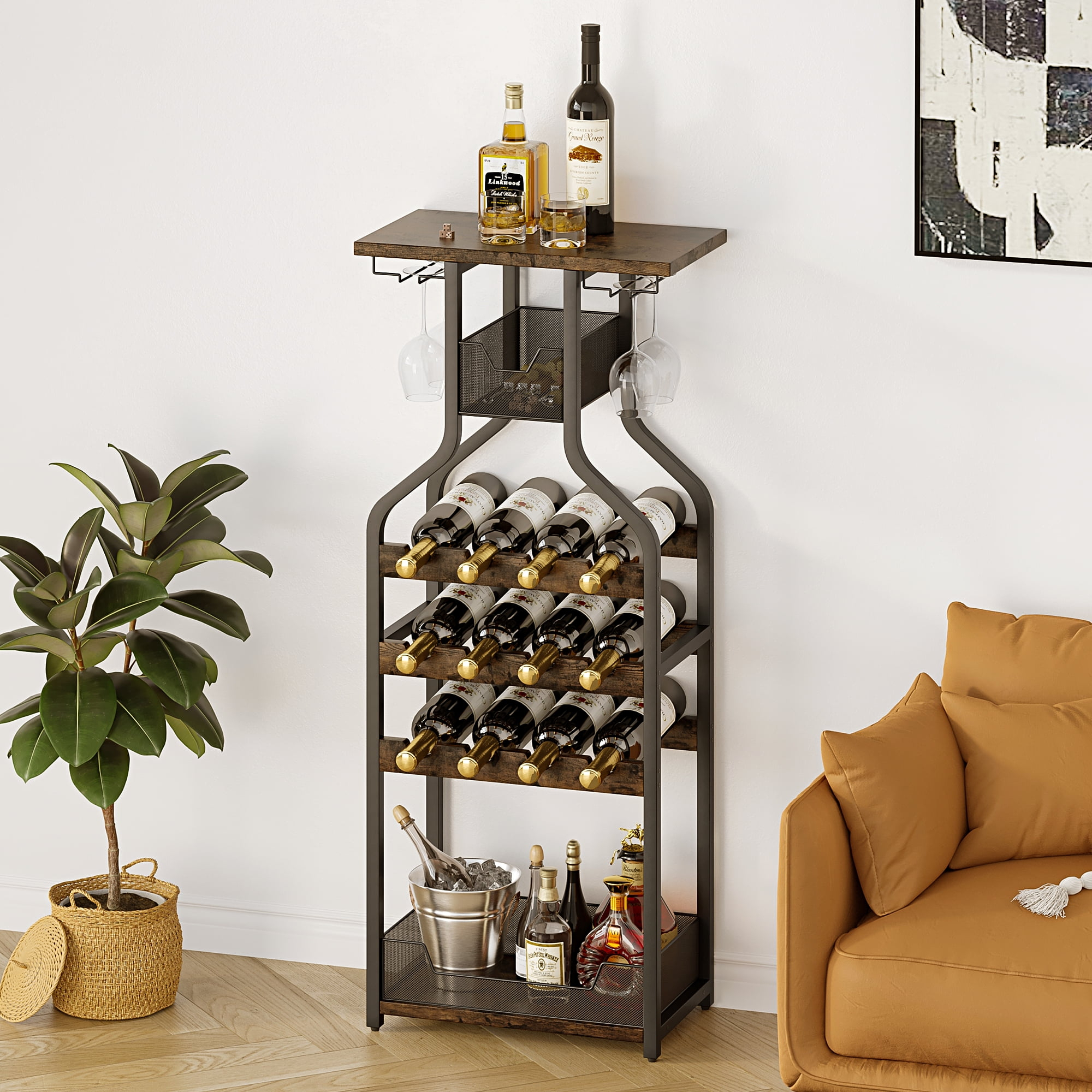 Metal Wine Rack Wine Bottle Holders Stands Freestanding Floor
