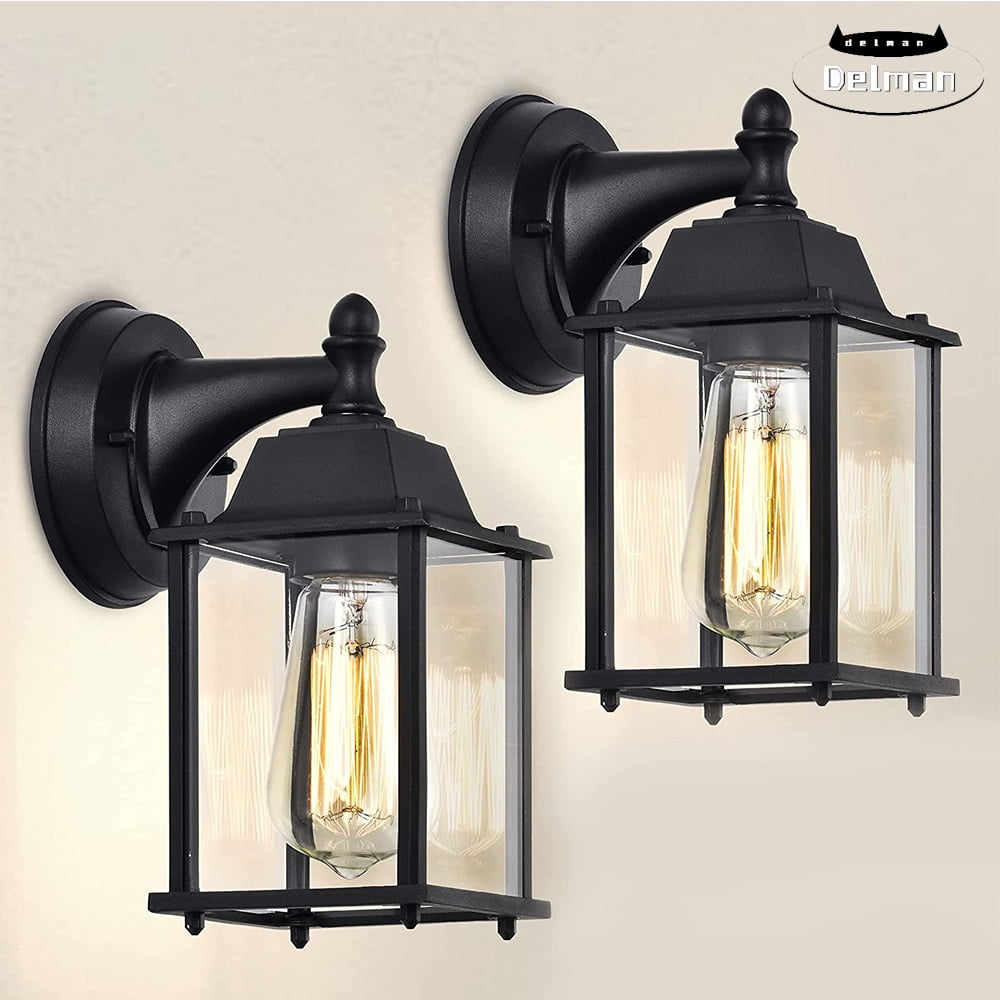 Outdoor Lights Fixtures Wall Sconce 2 Pack Black Porch Lights Outdoor Wall Lantern Decor Aluminum Anti-Rust Exterior Waterproof Outdoor Lights for House Patio Garage Front Door Entryway