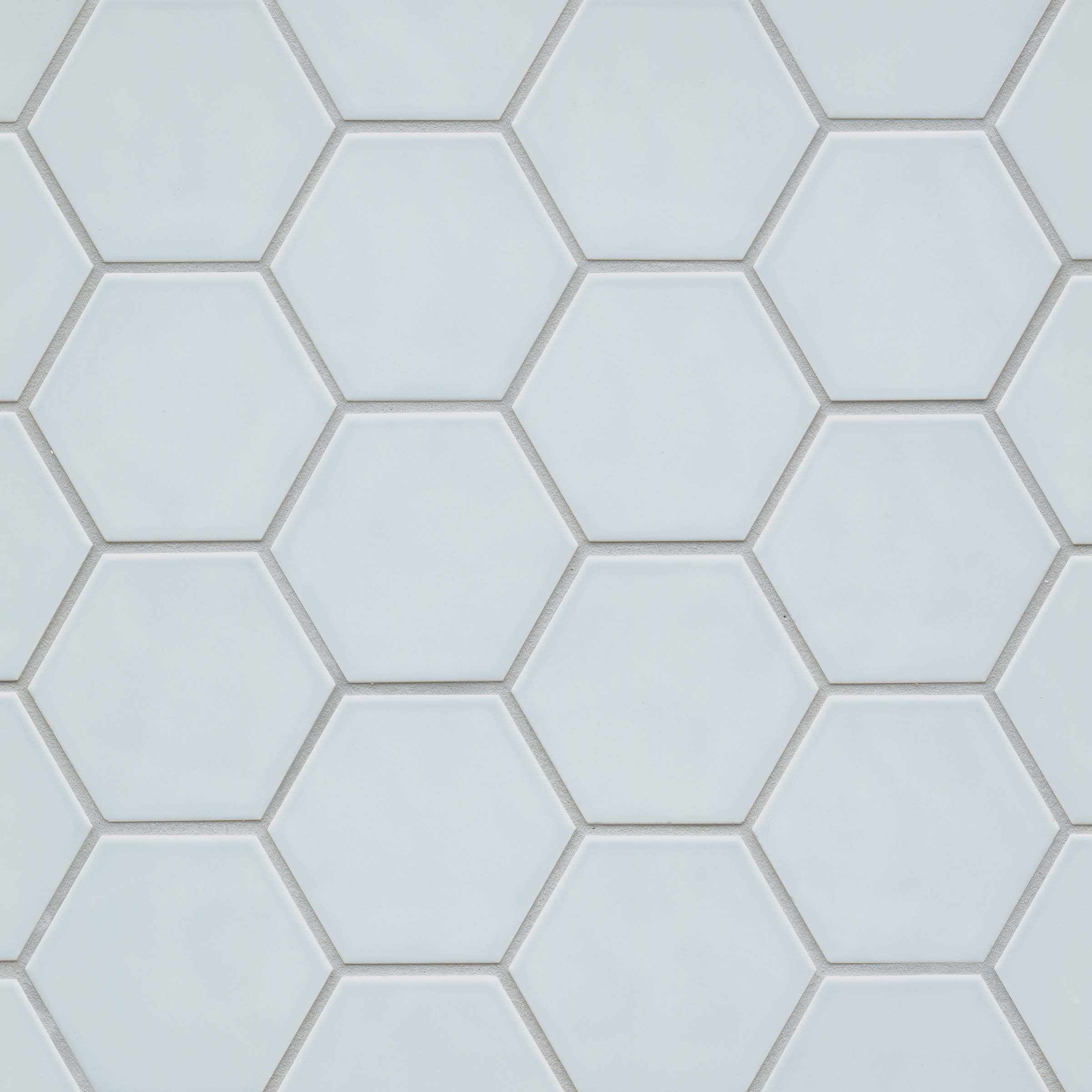 Bedrosians Hedron Gloss Ceramic Hexagon Tile 4" x 5", Sky Blue (50-Pack, 5.38 SF)