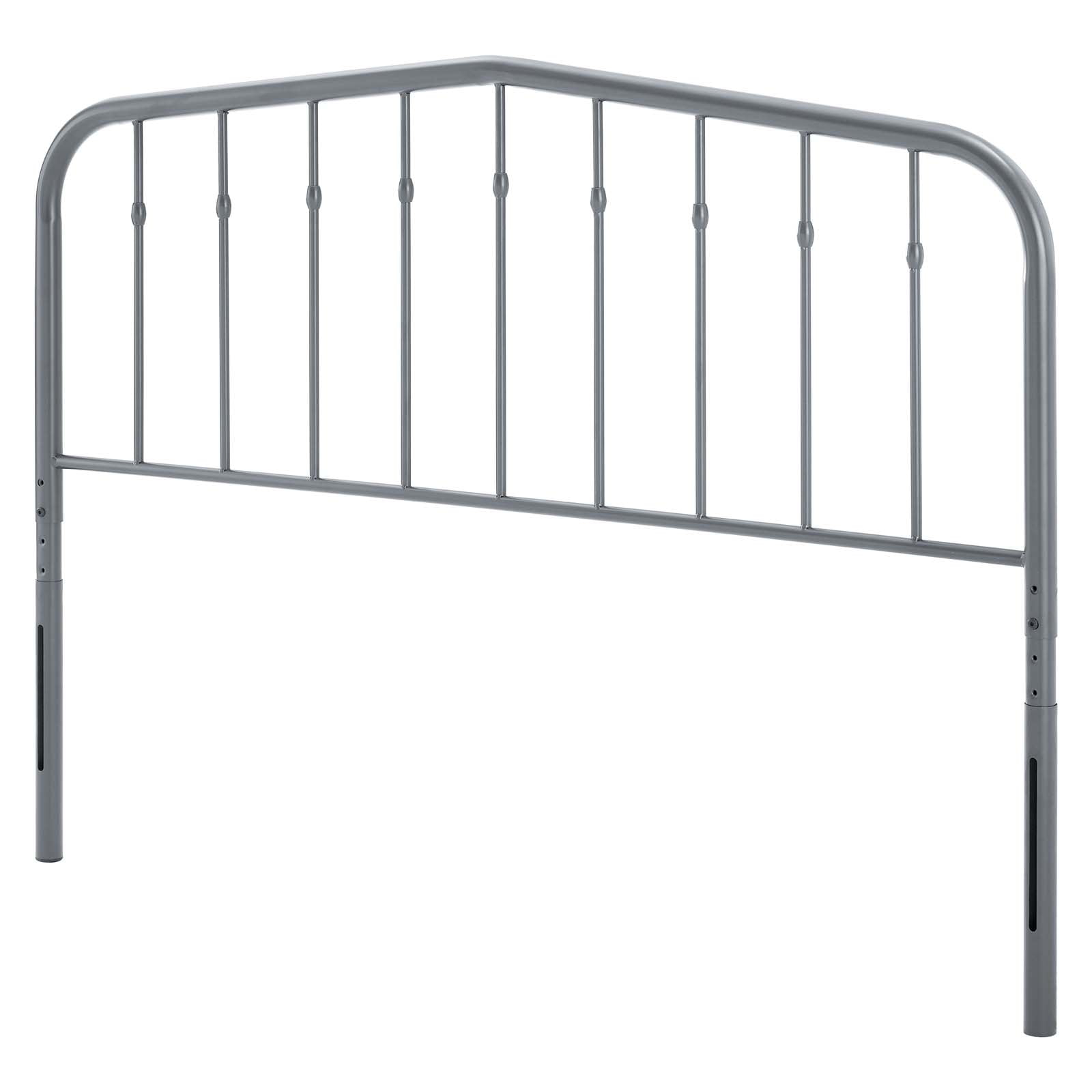 Modway Lennon Modern Farmhouse Metal Adjustable Headboard, Queen, Gray