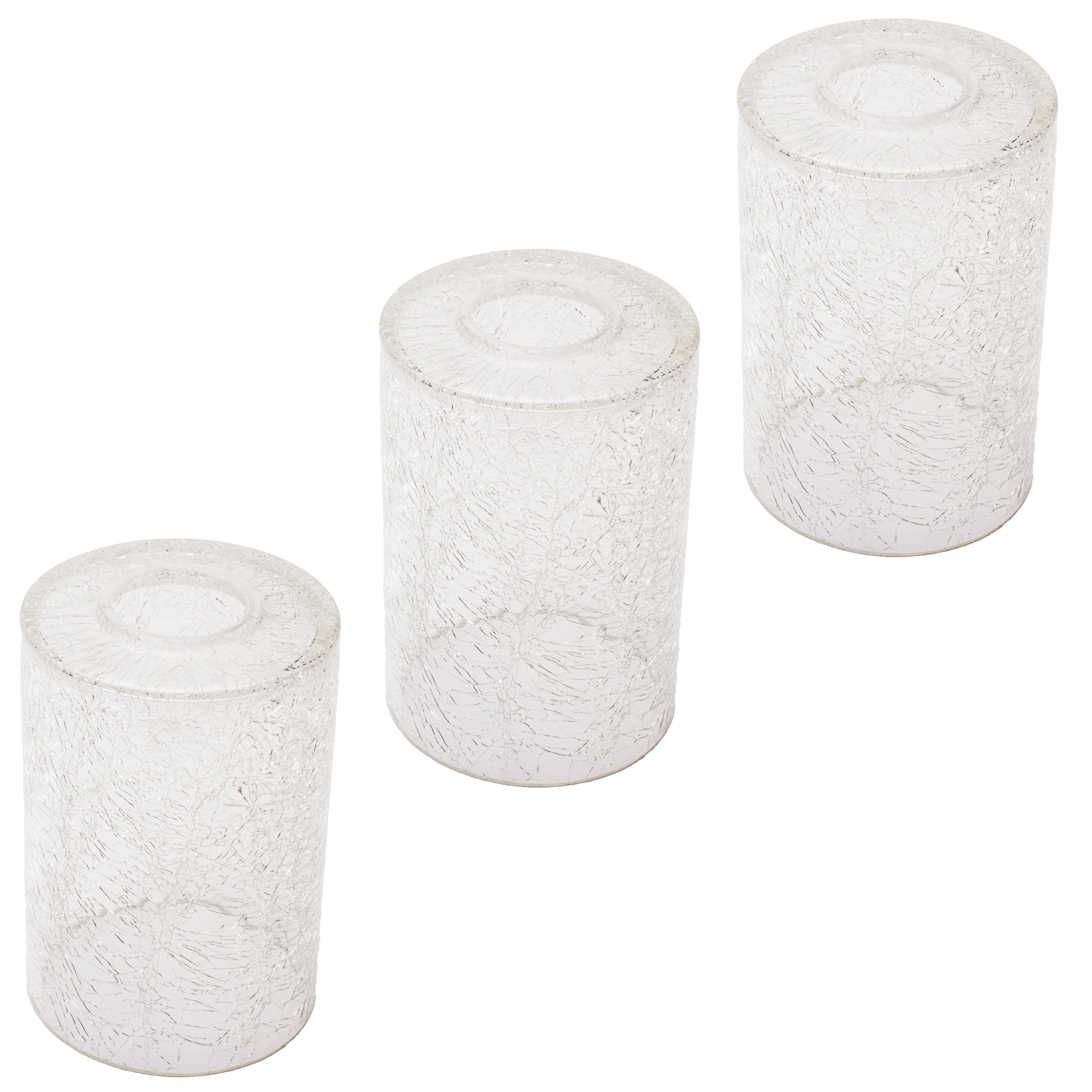 Crack Finish Glass Lamp Shade, 3 Pack LEDupdates Clear Crackle Finish Cylinder for Light Fixture Shade Replacement…