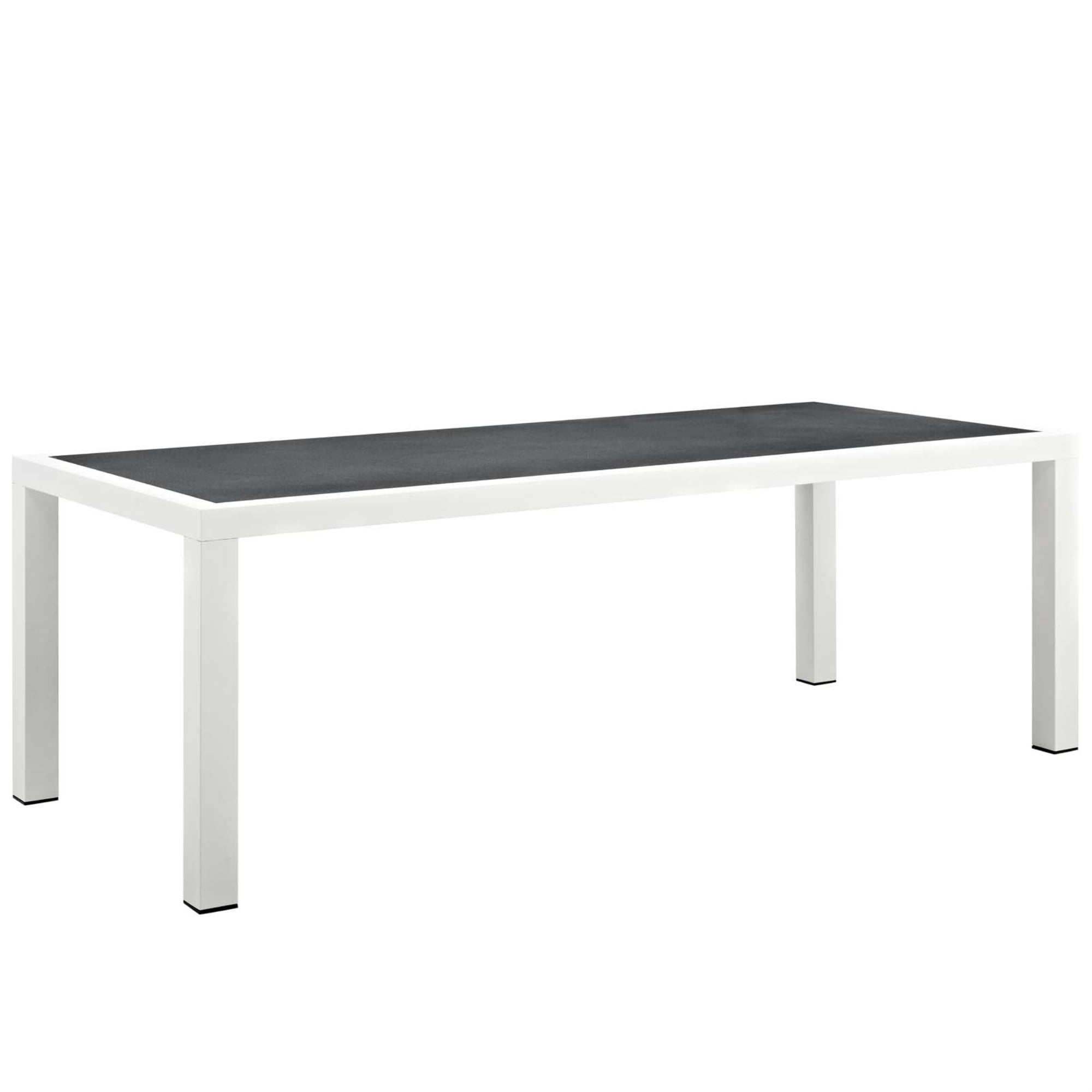 Modway Stance Rectangle Aluminum Patio Dining Table in White and Gray