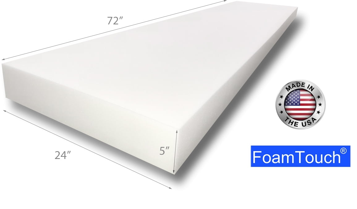 FoamTouch Upholstery Foam Cushion High Density 5'' Height x 24'' Width x 72'' Length