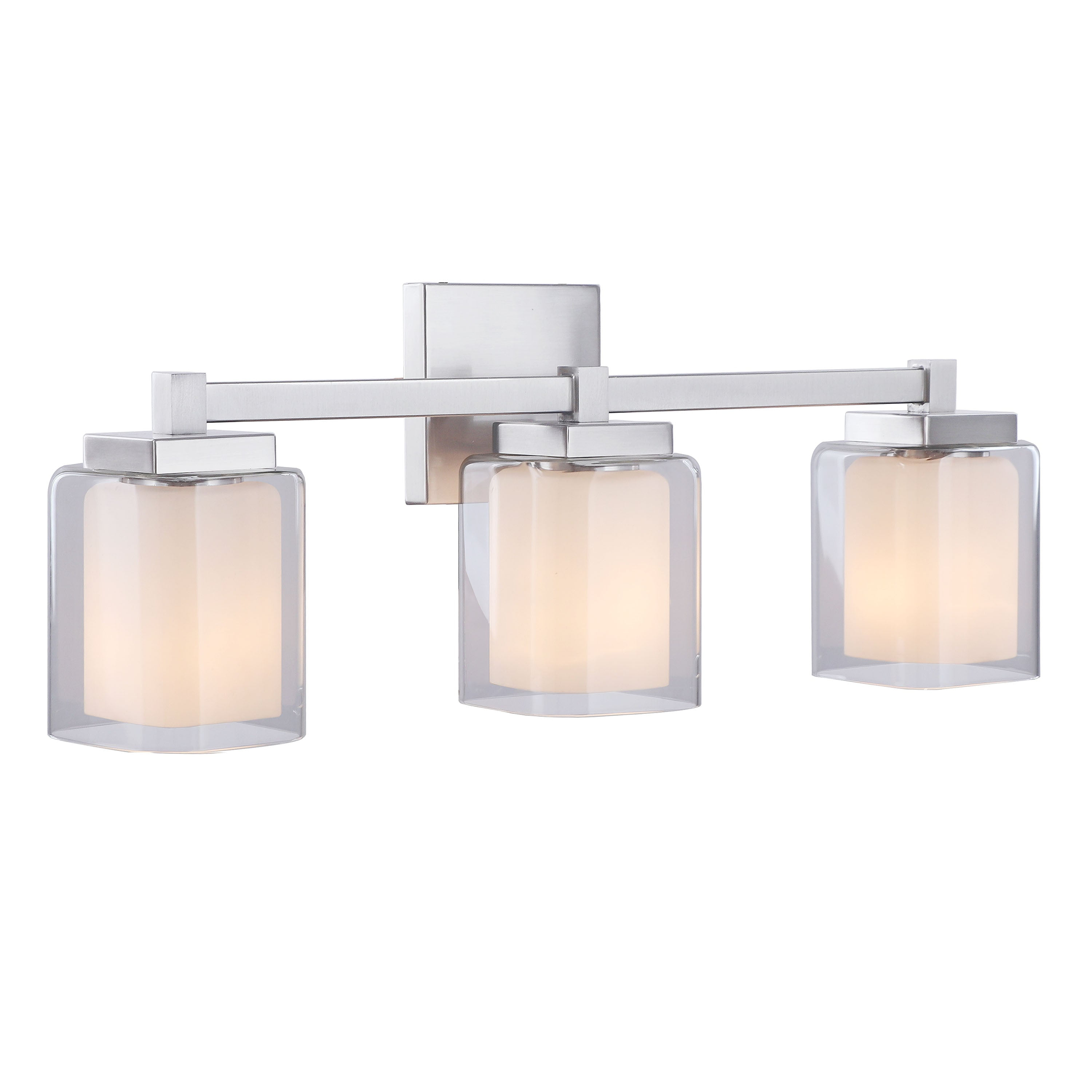 Aspen Creative 62327, Bathroom Vanity 3 Lights Fixture 24"W x 9"H x 5-3/4"E. Satin Nickel Finish, Bulb Not Included