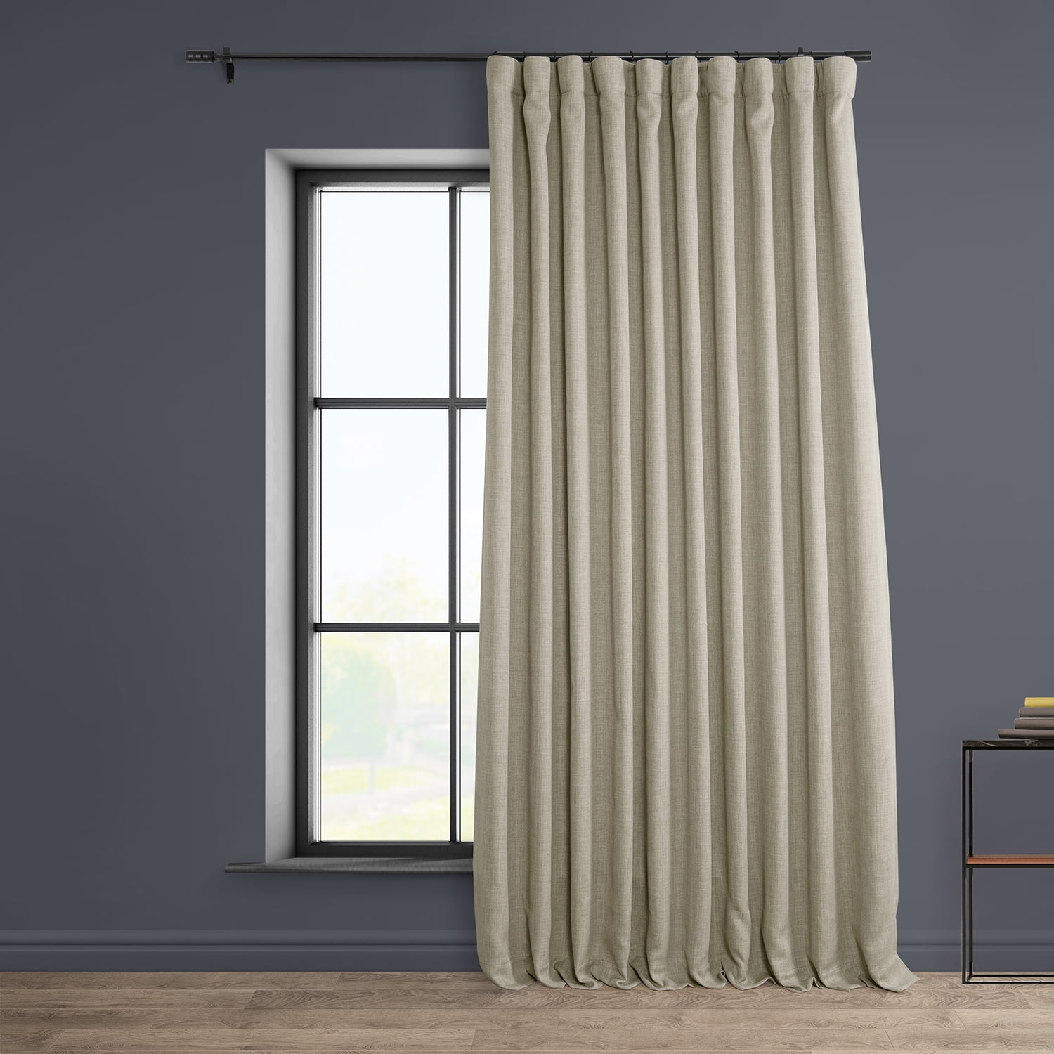 Oatmeal Faux Linen Extra Wide Room Darkening Curtain (1 Panel), Oatmeal, 100W X 108L