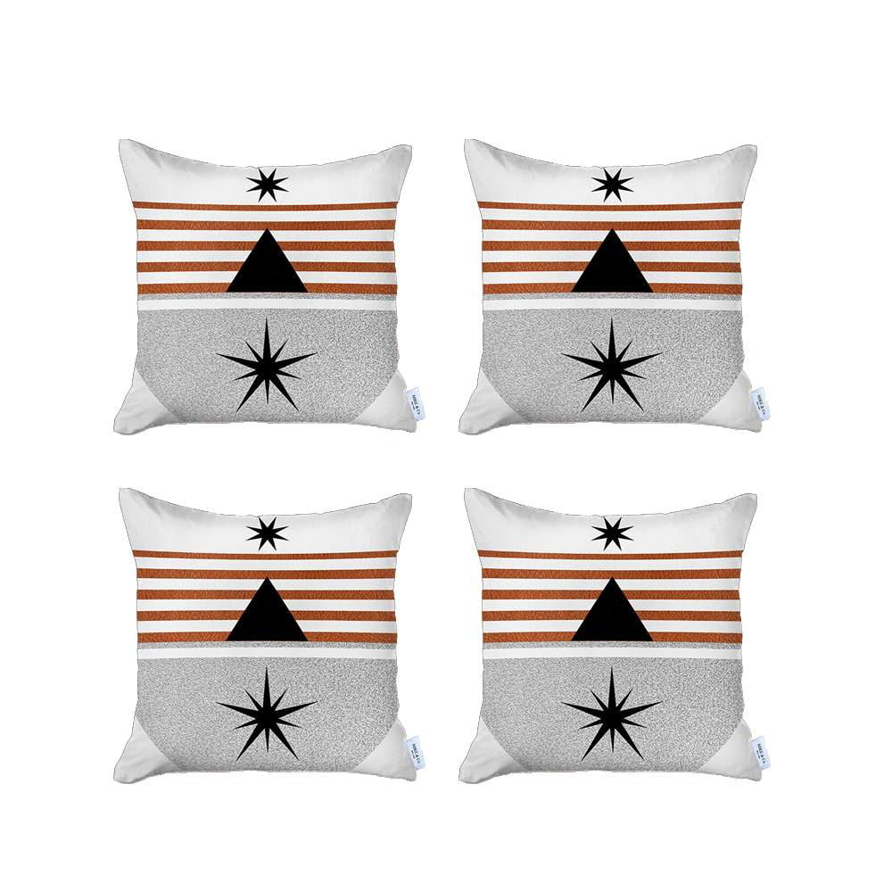 Bohemian Set of 4 Handmade Decorative Throw Pillow Abstract Jacquard 18" x 18" Multi-Color Square for Couch, Bedding