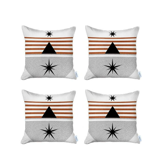 Bohemian Set of 4 Handmade Decorative Throw Pillow Abstract Jacquard 18" x 18" Multi-Color Square for Couch, Bedding
