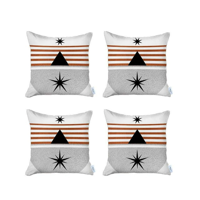 Bohemian Set of 4 Handmade Decorative Throw Pillow Abstract Jacquard 18" x 18" Multi-Color Square for Couch, Bedding