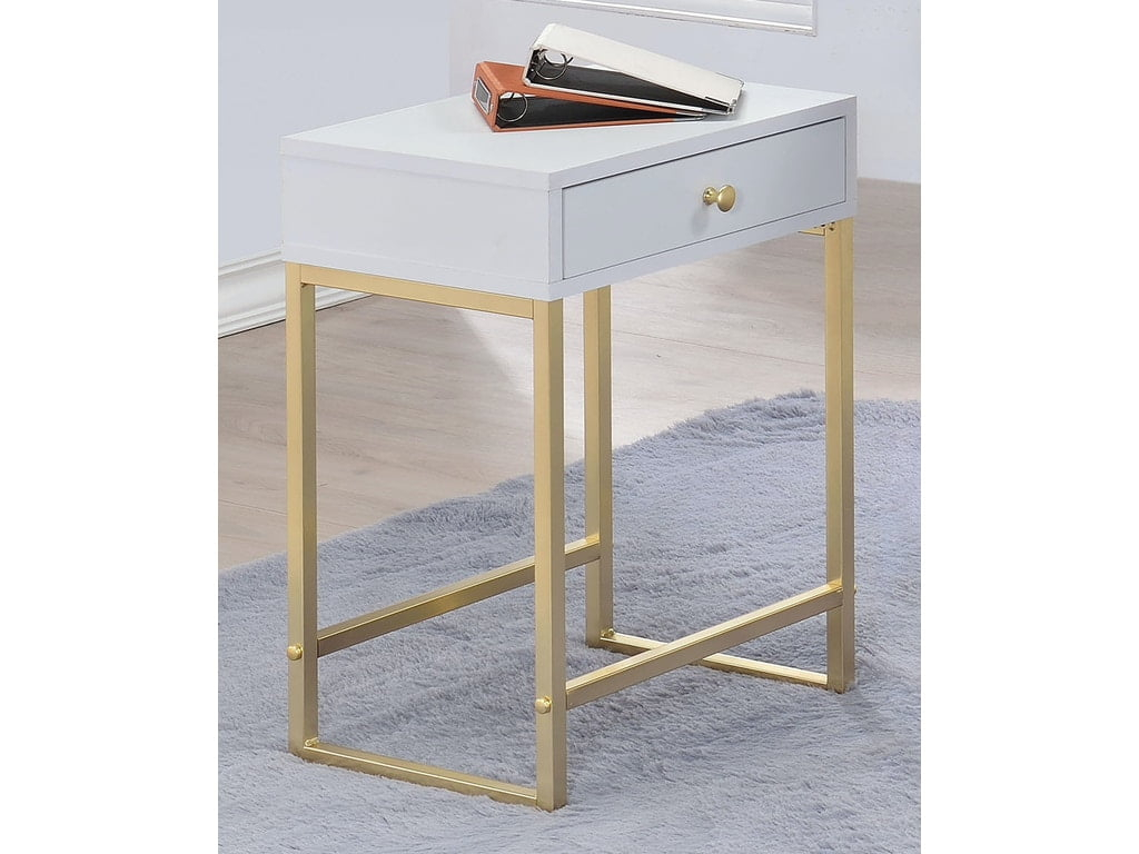Astonishing Side Table White and Gold - Saltoro Sherpi