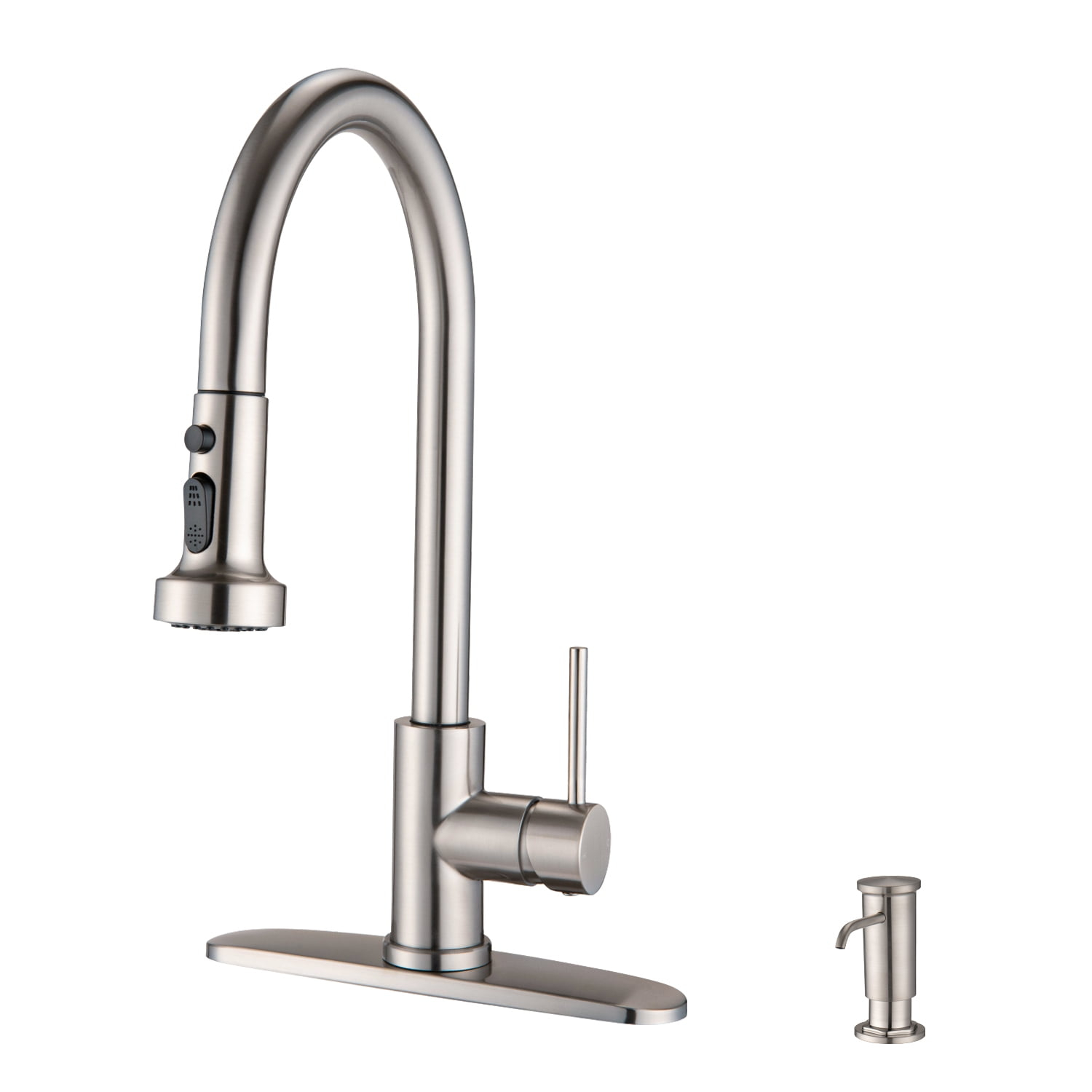 Clearance! Stainless Steel Pull Down Kitchen Faucet with Soap Dispenser Brushed Nickel