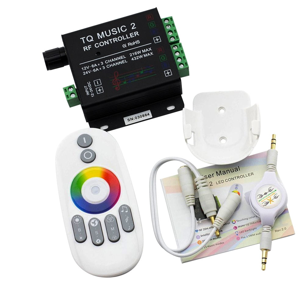 SUPERNIGHT LED RGB Music Touch Controller RF Sensitivety Backlight RF Remote Touching Color 3.5MM Audio 15 Music Modes LED Light Strip Controller