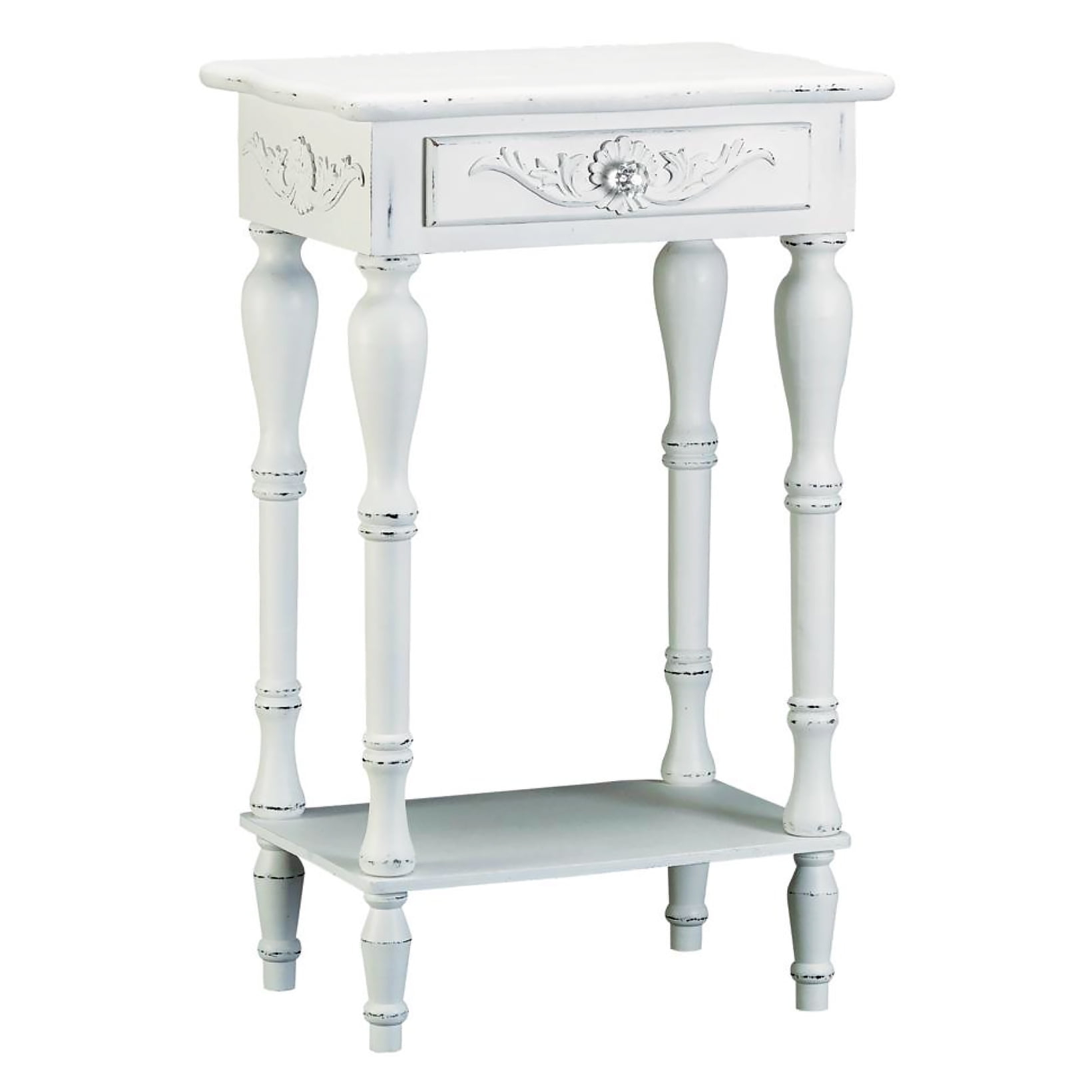 CintBllTer 34353 Carved White Side Table, Multicolor