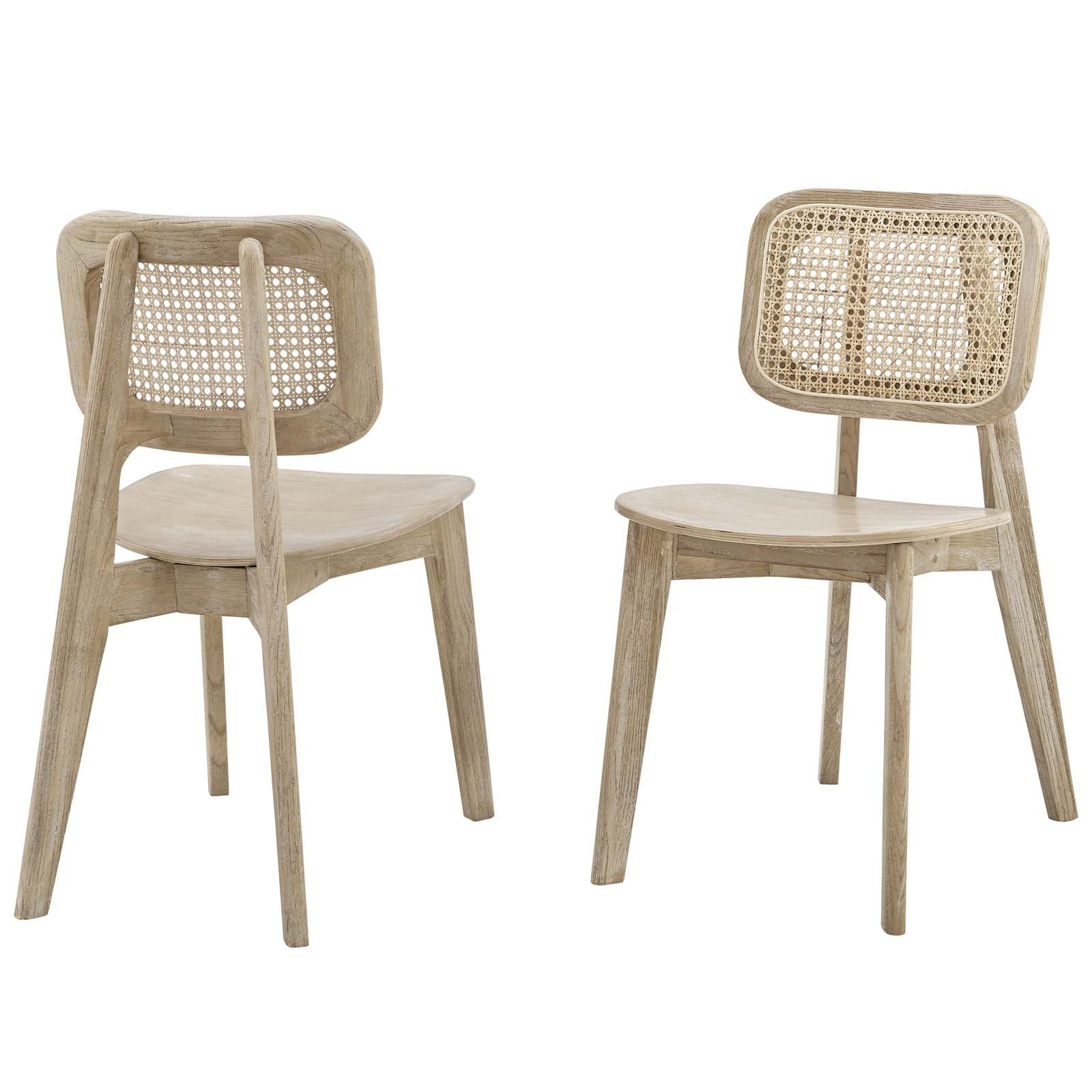 Modway Habitat Wood Dining Side Chair Set of 2 in Gray