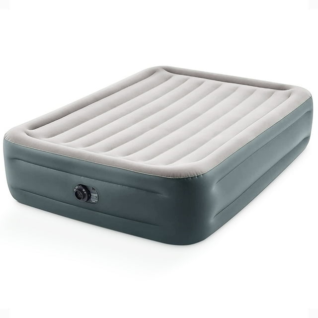 Open Box Intex Dura Beam Rest Blow Up Queen Mattress Air Bed with Built In Pump