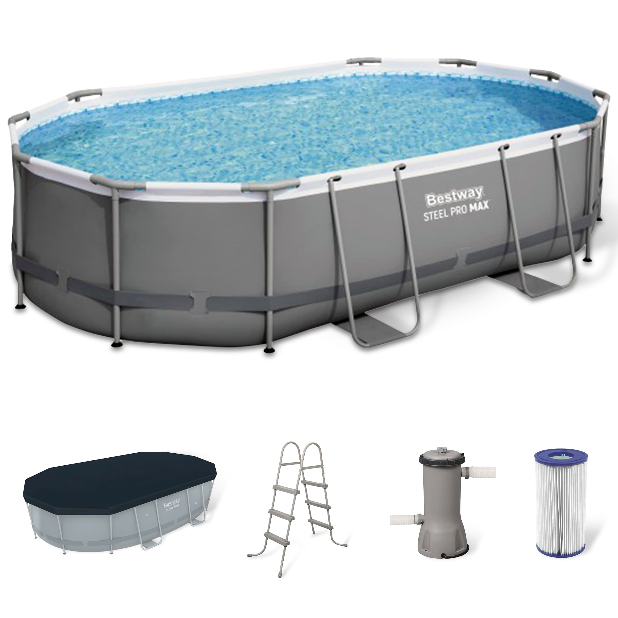 Bestway Steel Oval Frame Set Pool 193'' H x 120.1'' W x 32.2'' L