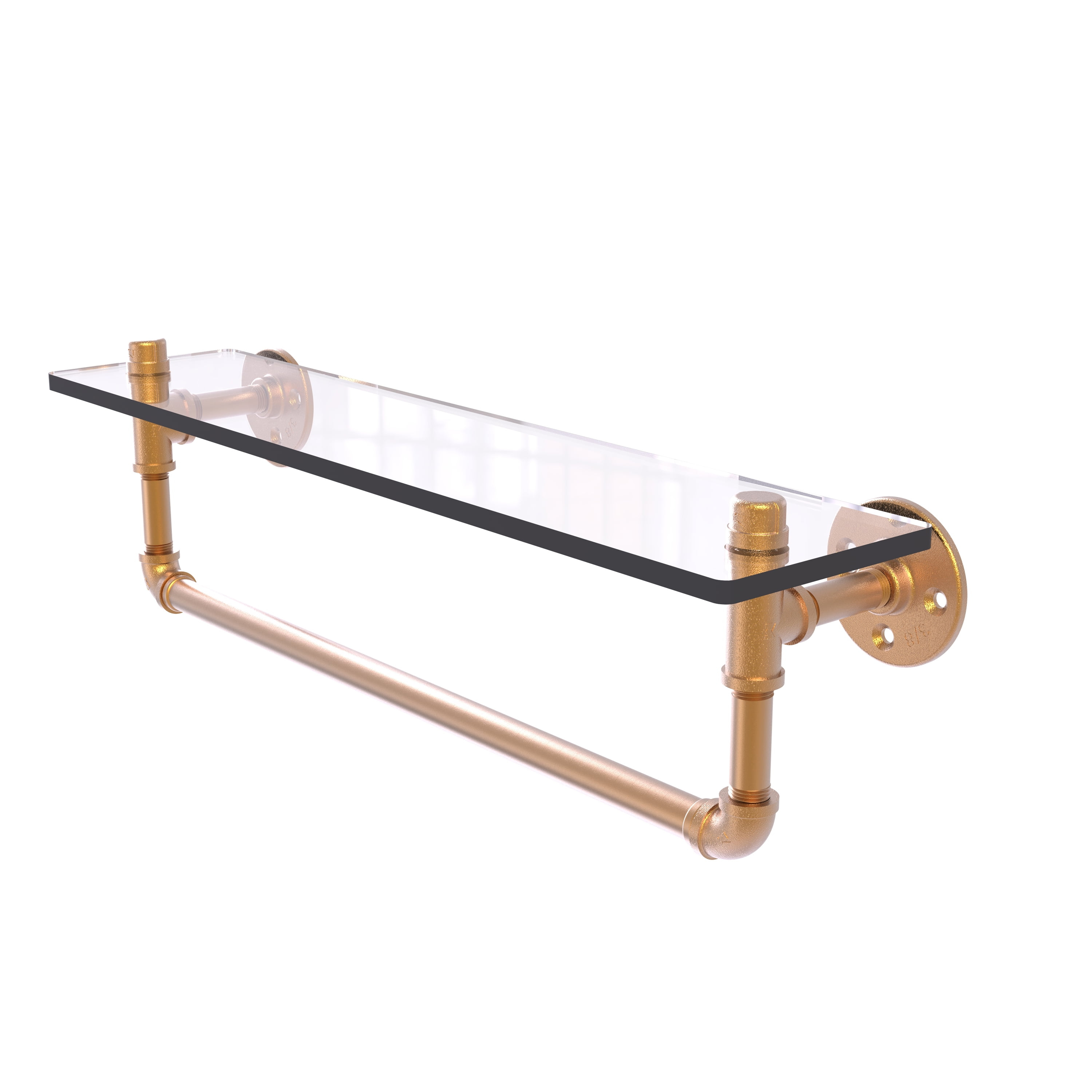 Allied Brass - Pipeline 22'' Glass Shelf with Towel Bar in Brushed Bronze