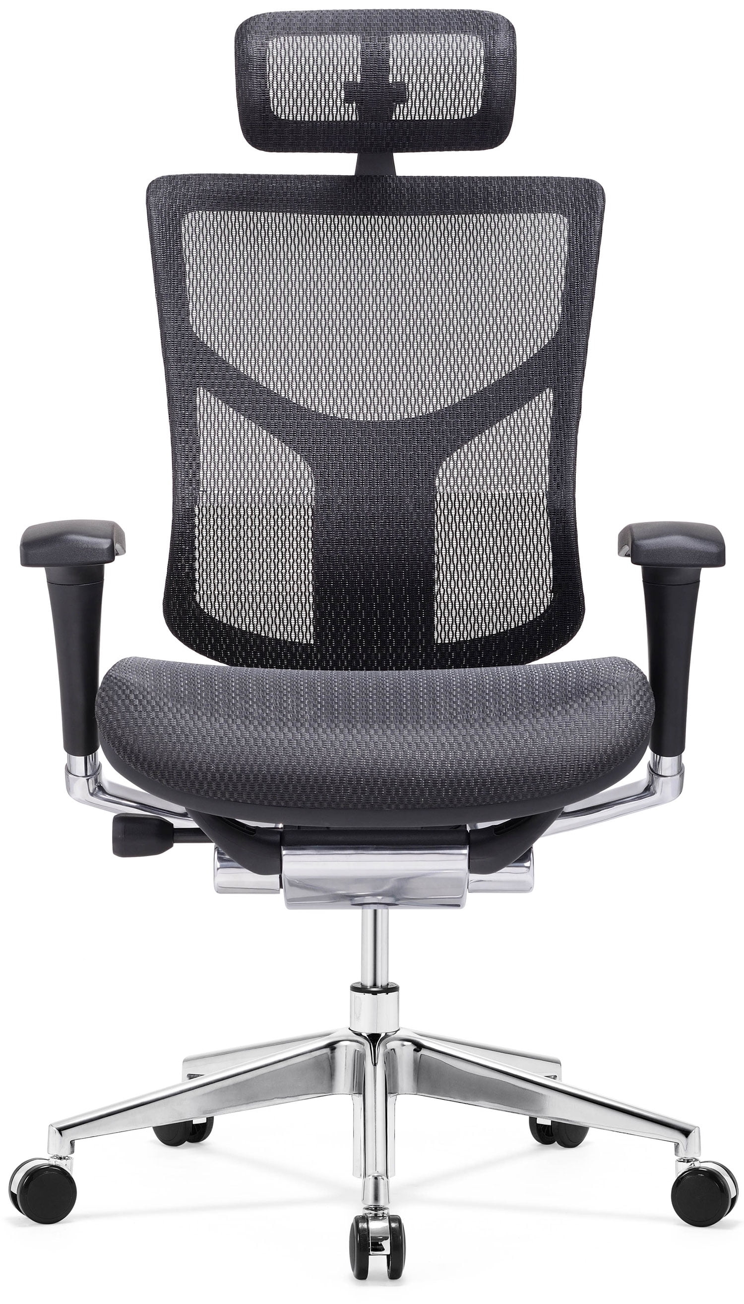 GM Seating Dreem XL Luxury Mesh Series Executive Hi Swivel Chair Chrome Base with Headrest, Black, Seat Slider