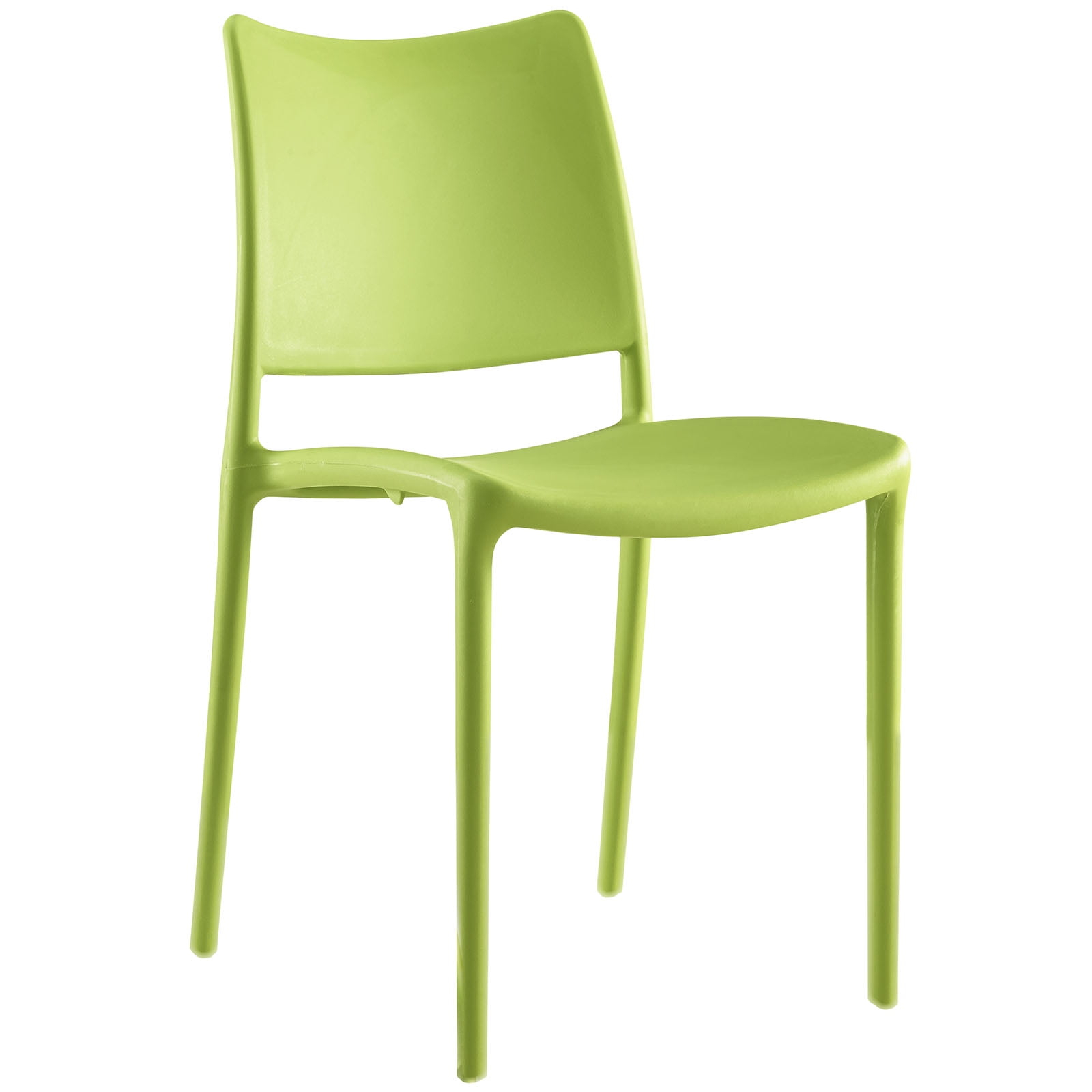 Modern Contemporary Dining Side Chair (Indoor and Outdoor), Green, Plastic