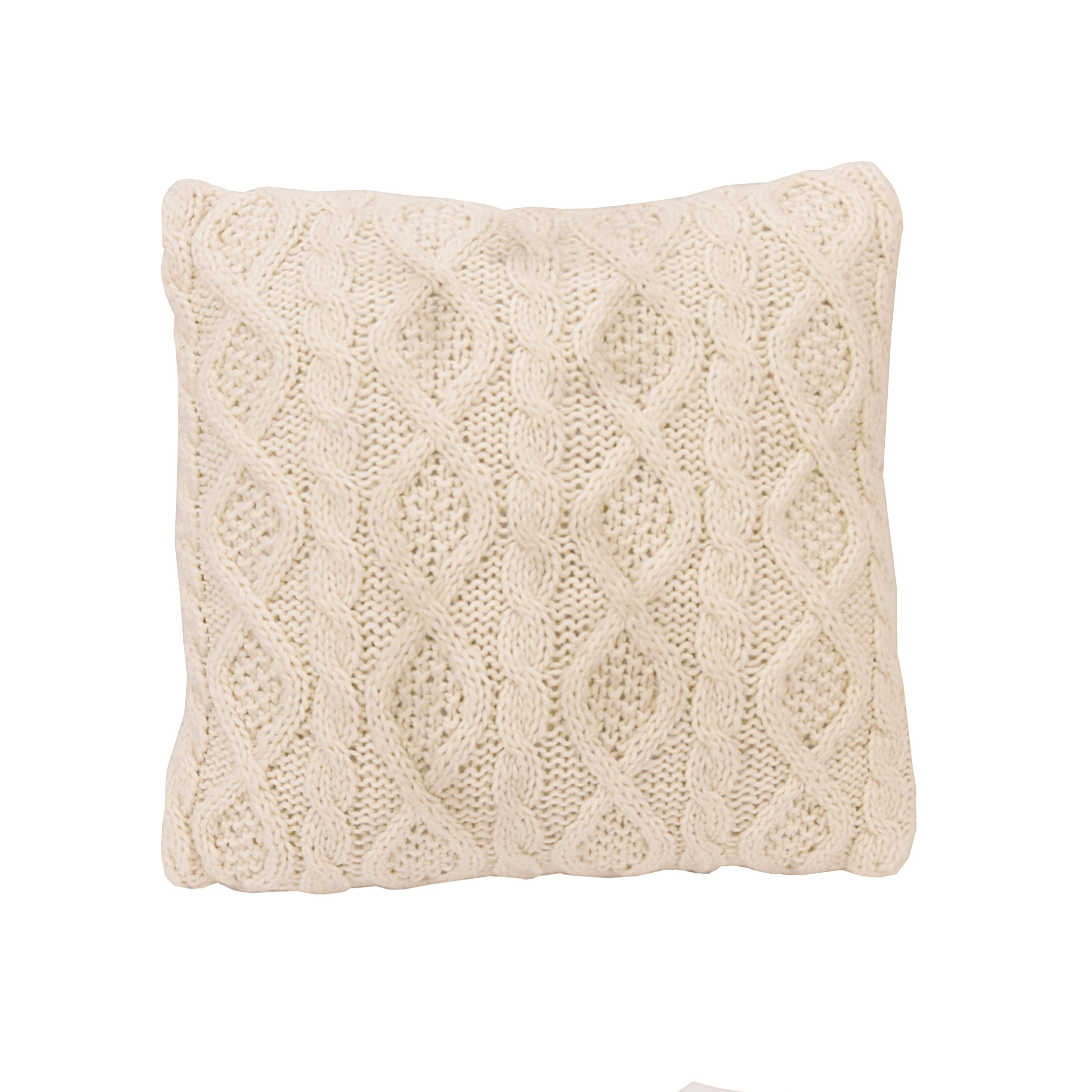 HiEnd Accents Cable Knit Wool Solid Textured Sweater Square 18x18 inch Classic Lodge Throw Pillow & Insert