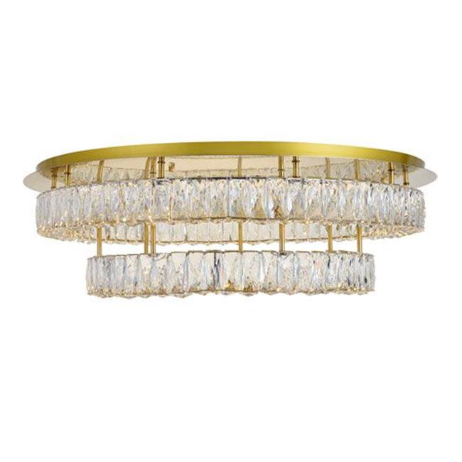Monroe LED light Gold Flush Mount Clear Royal Cut Crystal