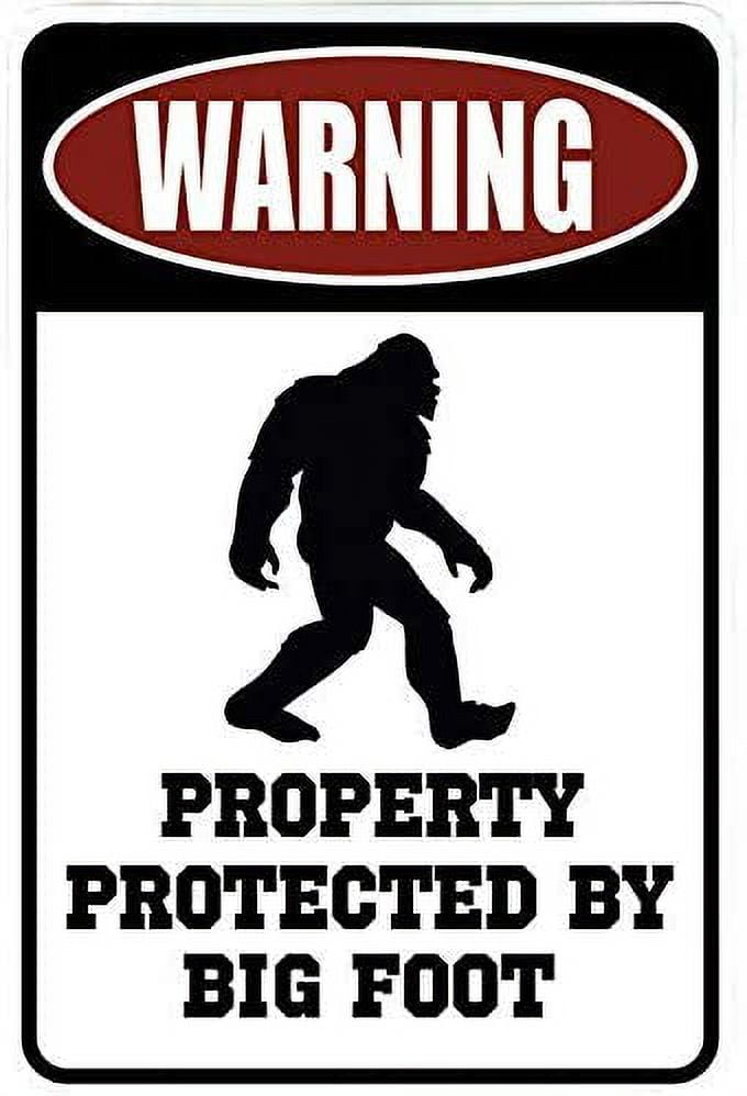 Warning This Room Is Protected By Big Foot Funny Metal Decor Gift Sign 12"x8" For Garage Man Cave Office Craft Room Living Room