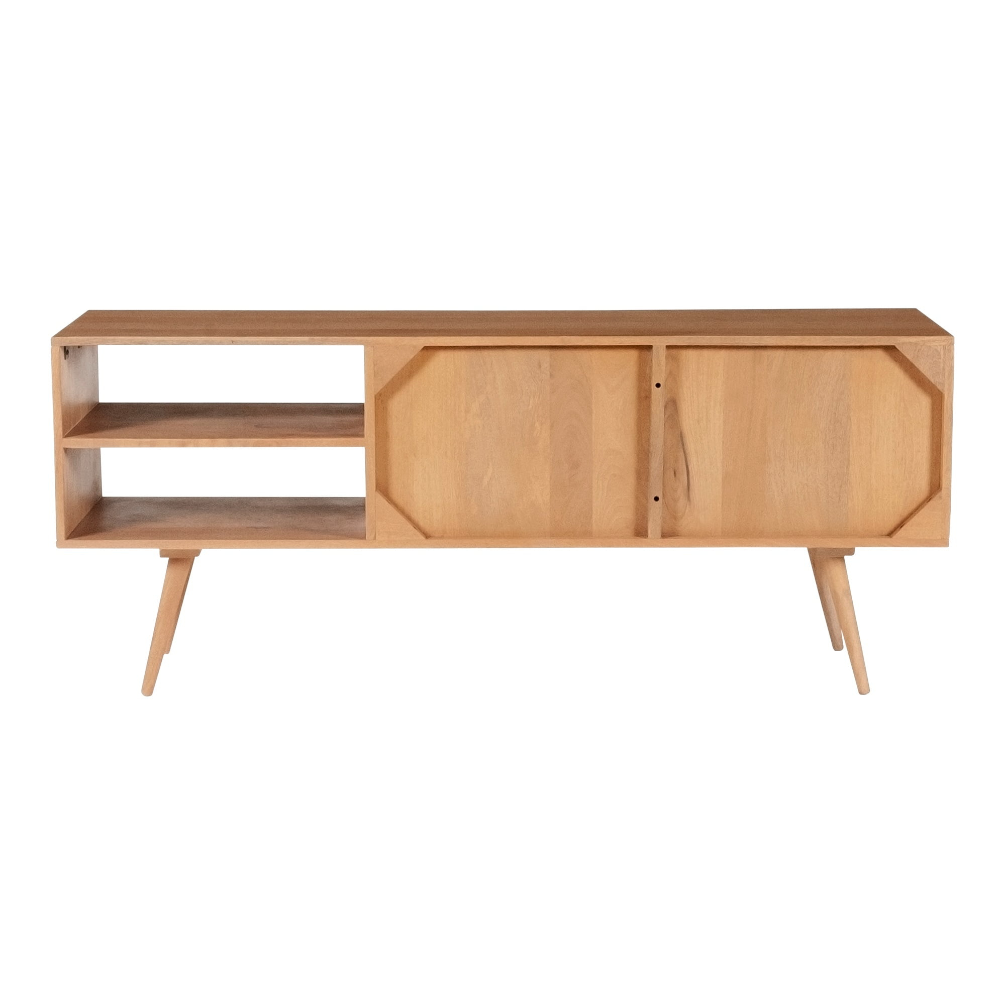 Mid-Century Modern Mango Wood 57'' TV Cabinet with Flared Legs