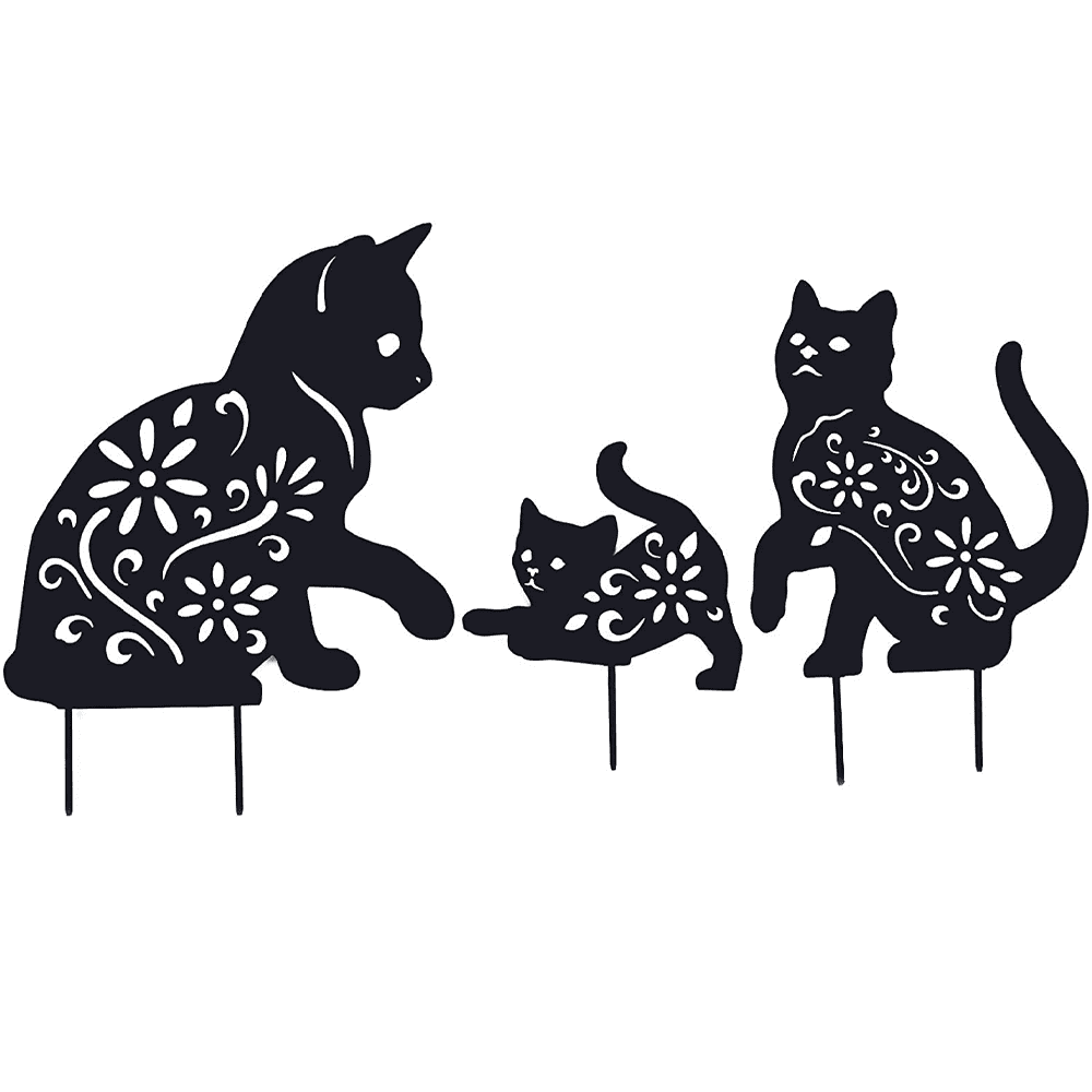 Garden Decor - Set of 3 Decorative Garden Stakes Black Cat Silhouette Stake for Yard, Spring Decor Lawn Decorations