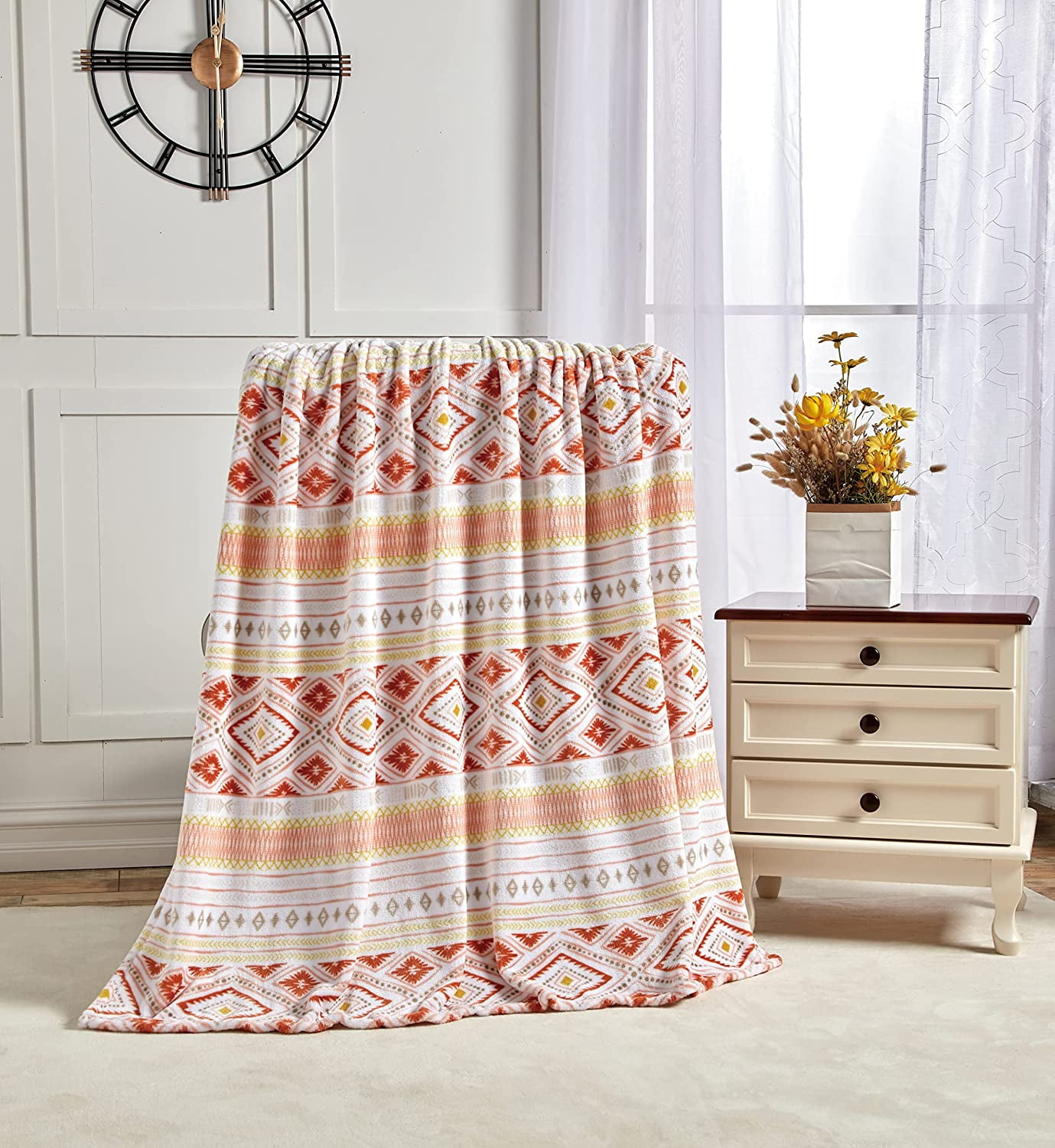 Lightweight Printed Throw Blanket- All Season, Ultra Soft, Cozy and Plush- Decorative Throw Blankets, Perfect for Lounging, 50 x 70 inches, Nayati Throw