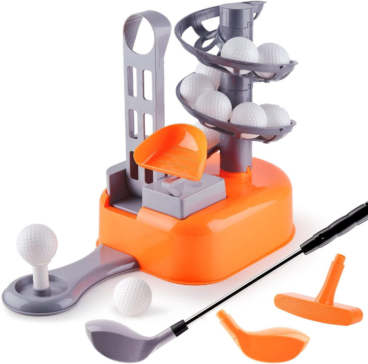 iPlay, iLearn Kids Golf Toys Set, Left & Right Golf Head, Indoor & Outdoor Golf Ball Game, Sports Gaming Clubs, Learning Active Exercise Gifts for 3-8 Year Olds, Toddler Boy Girl Child, Orange