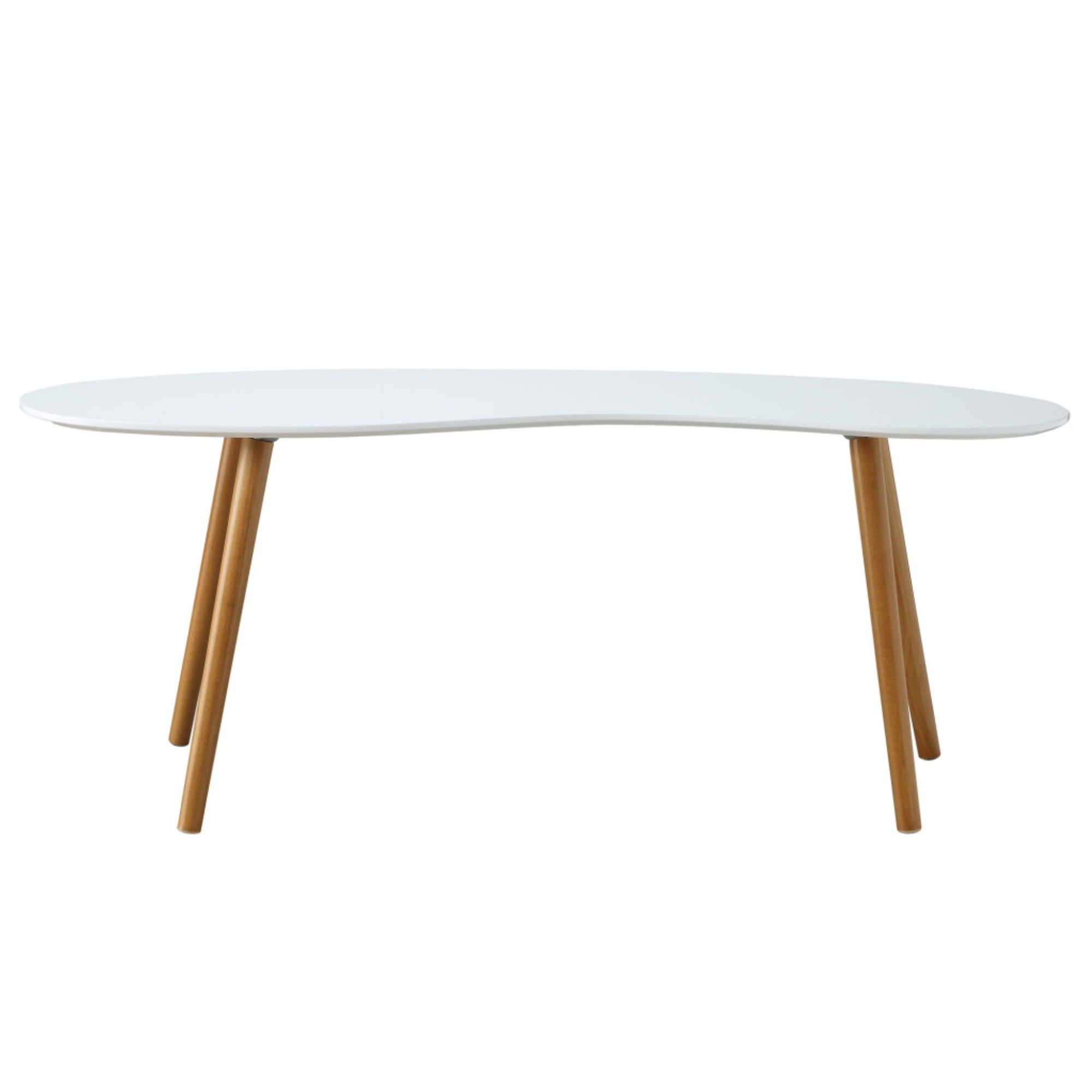 Convenience Concepts Oslo Bean-Shaped Coffee Table in Glossy White Wood Finish