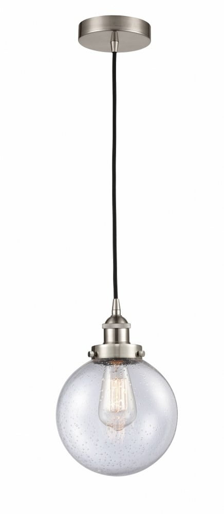616-1PH-SN-G204-8-LED-Innovations Lighting-Beacon - 1 Light Mini Pendant In Industrial Style-11.5 Inches Tall and 8 Inches Wide Brushed Satin Nickel