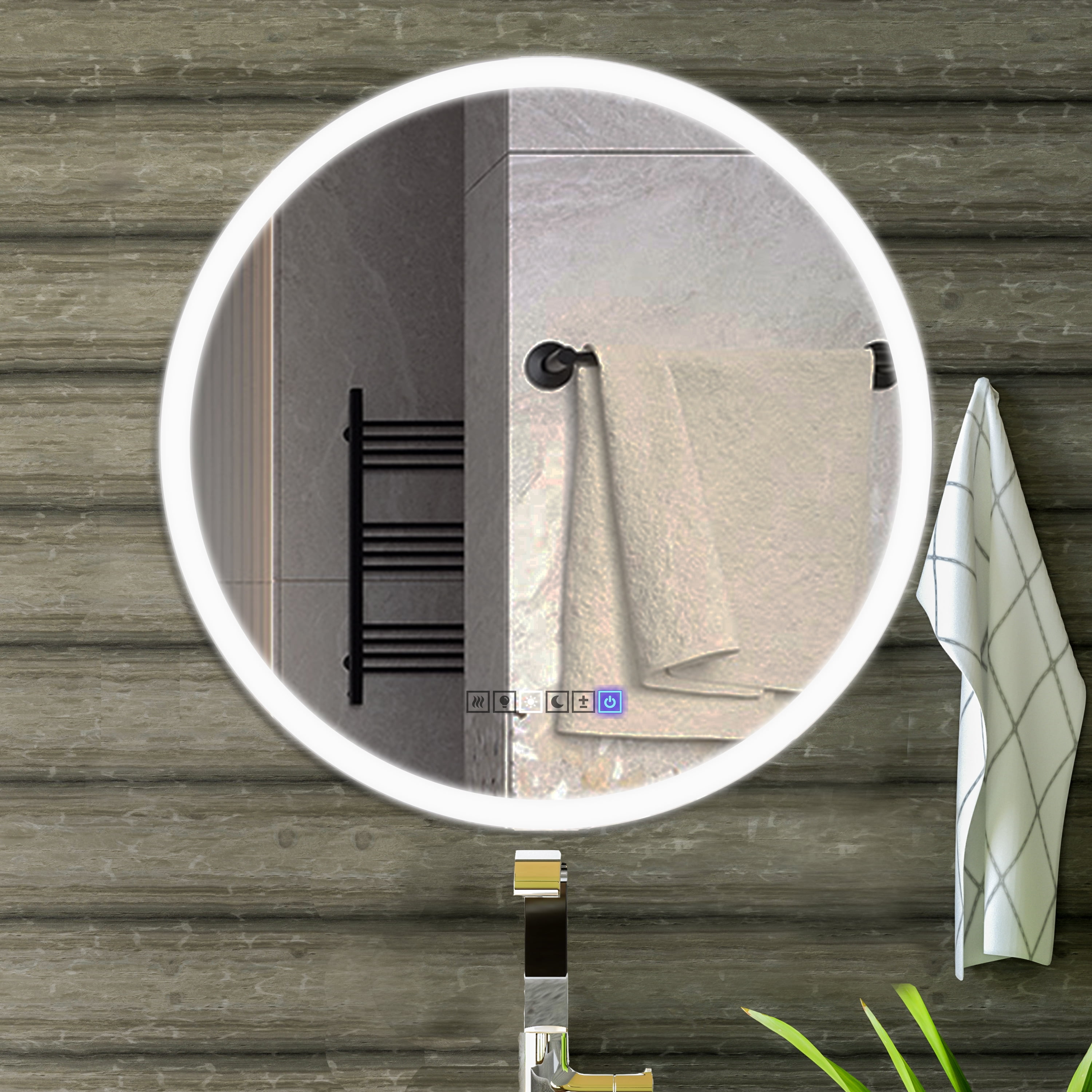 Round Lighted LED Bathroom and Vanity Mirror 28 inch with Anti Fog, Wall Mounted, Dimmer Touch Sensors by Fab Glass and Mirror