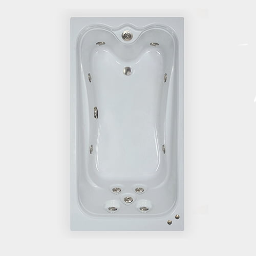 66 In. X 36 In. Elite Series Drop in Whirlpool Acrylic Bathtub with Reversible Drain in White