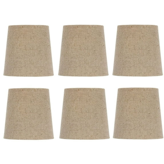 set of Six European Drum Chandelier Lamp Shade Mini Shade Beige Linen Color