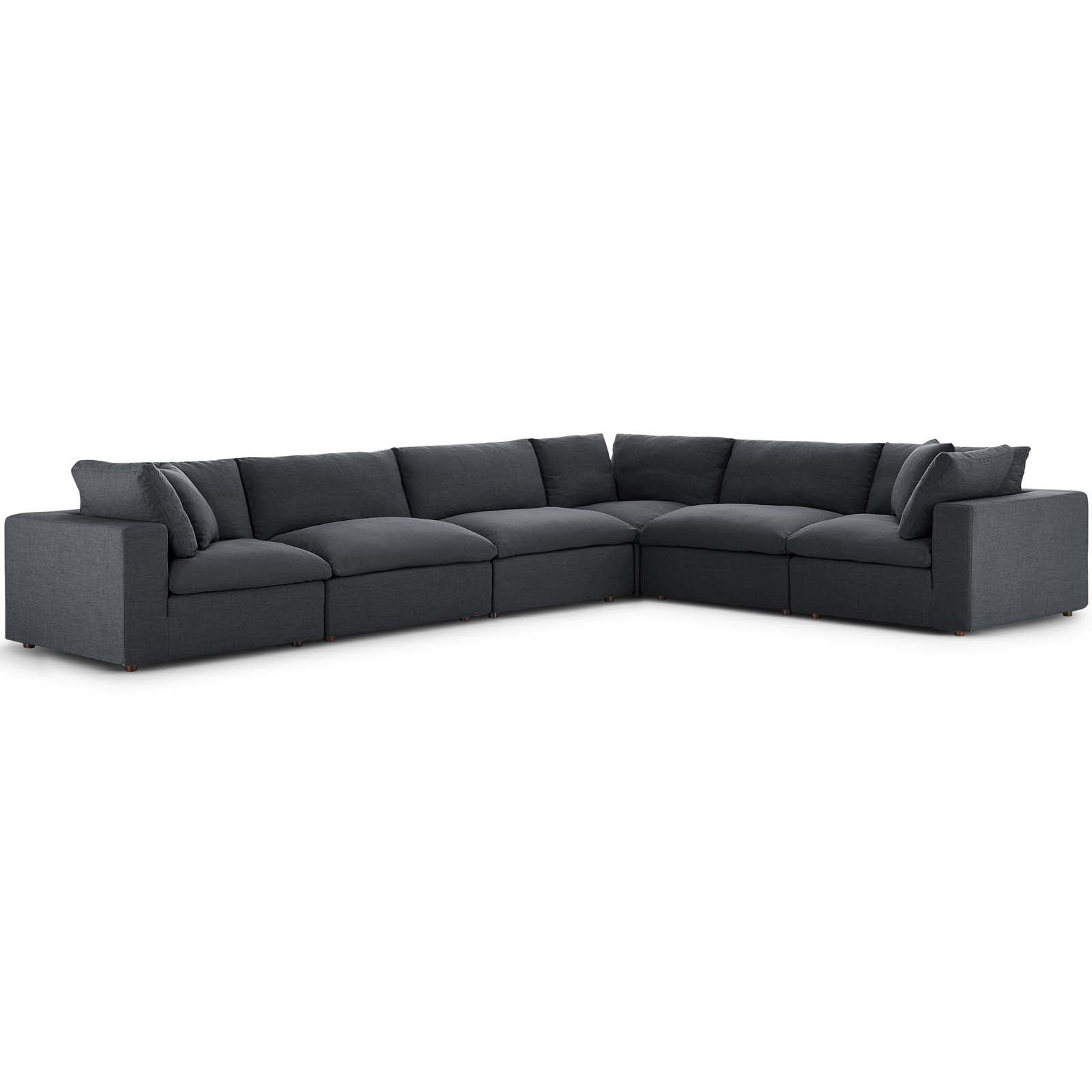Modern Contemporary Urban Design Living Room Lounge Club Lobby Sectional Sofa Set, Fabric, Grey Gray