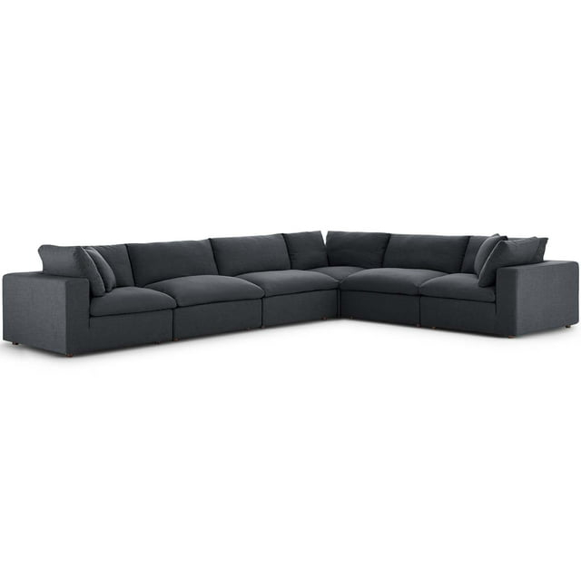 Modern Contemporary Urban Design Living Room Lounge Club Lobby Sectional Sofa Set, Fabric, Grey Gray